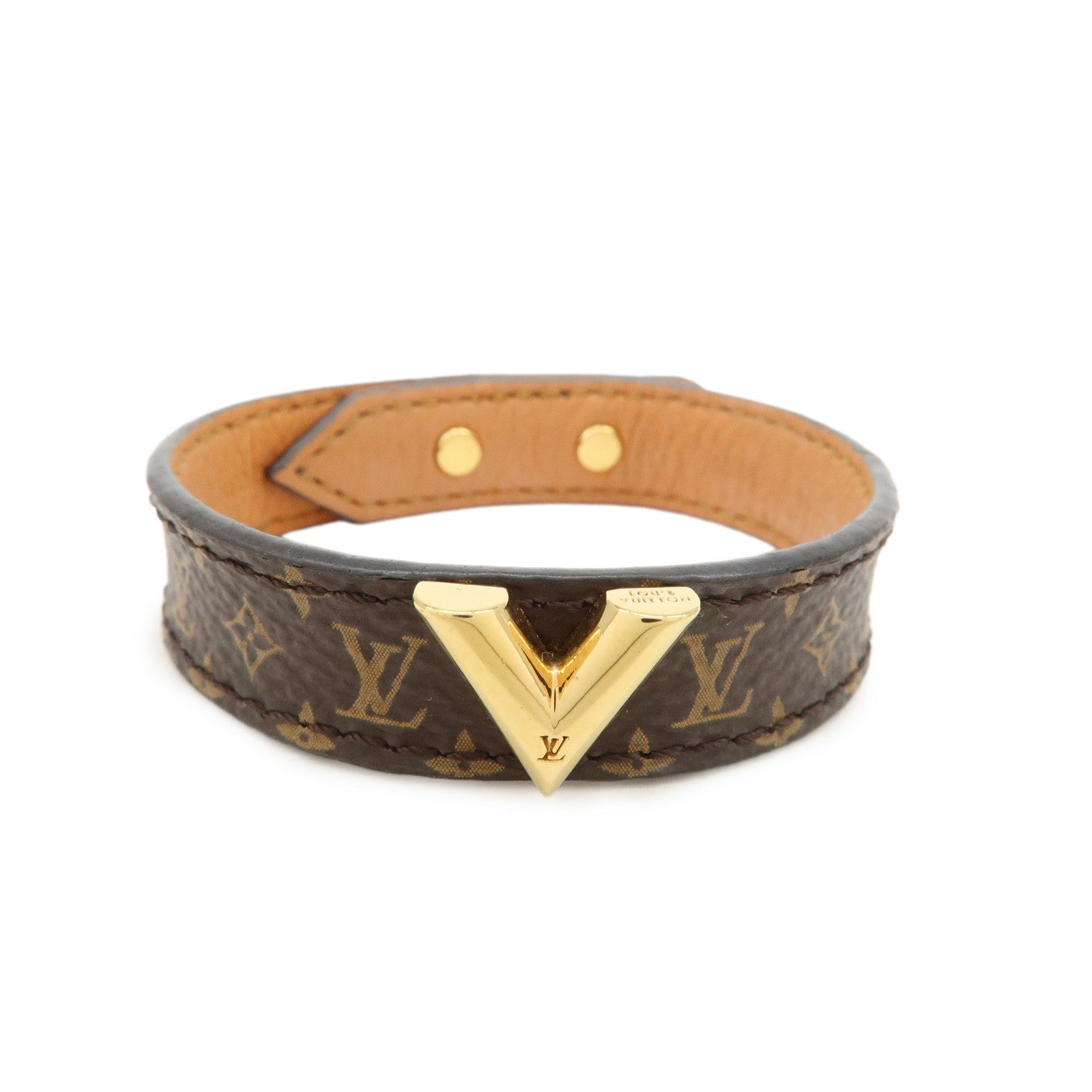 Louis Vuitton Monogram Canvas Leather Bracelet Essential V M6042