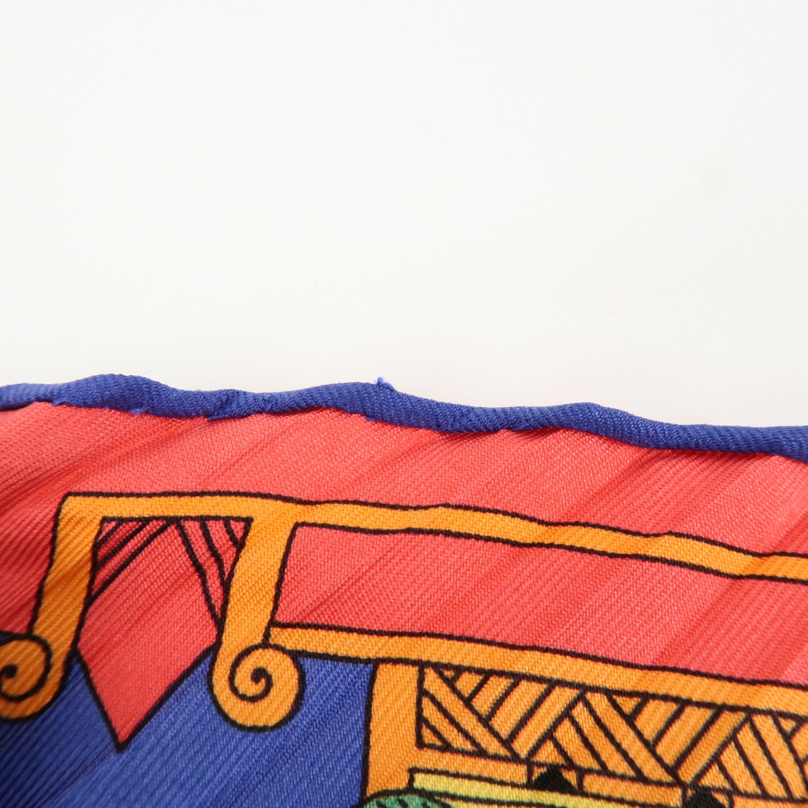 HERMES Pleats Carre Silk 100% Scarf Feria De Sevilla Black Yellow Used