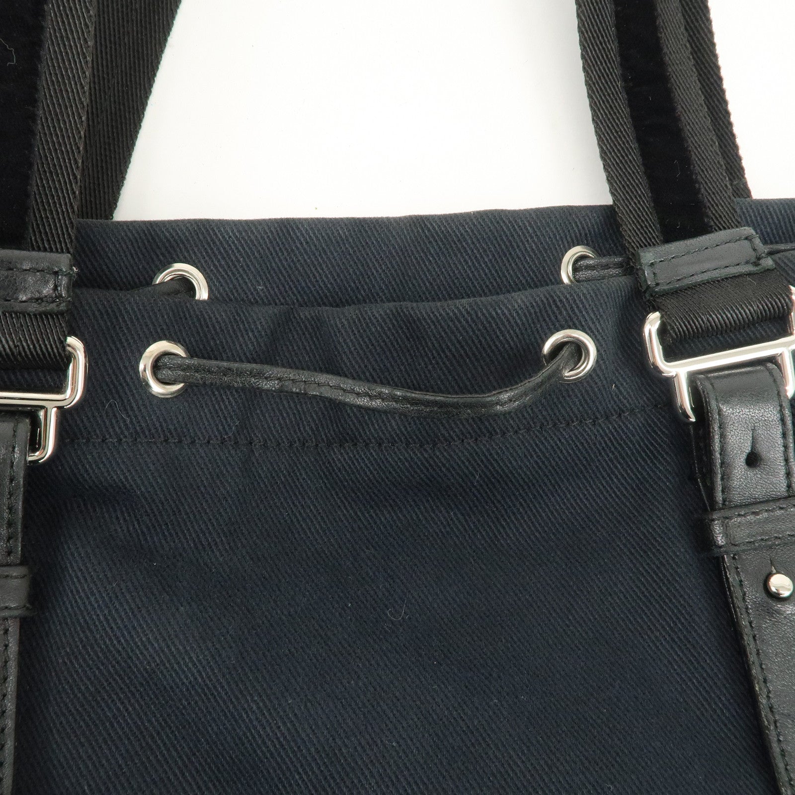 Saint Laurent Leather Canvas Velour Bijou Tote Bag Black Used