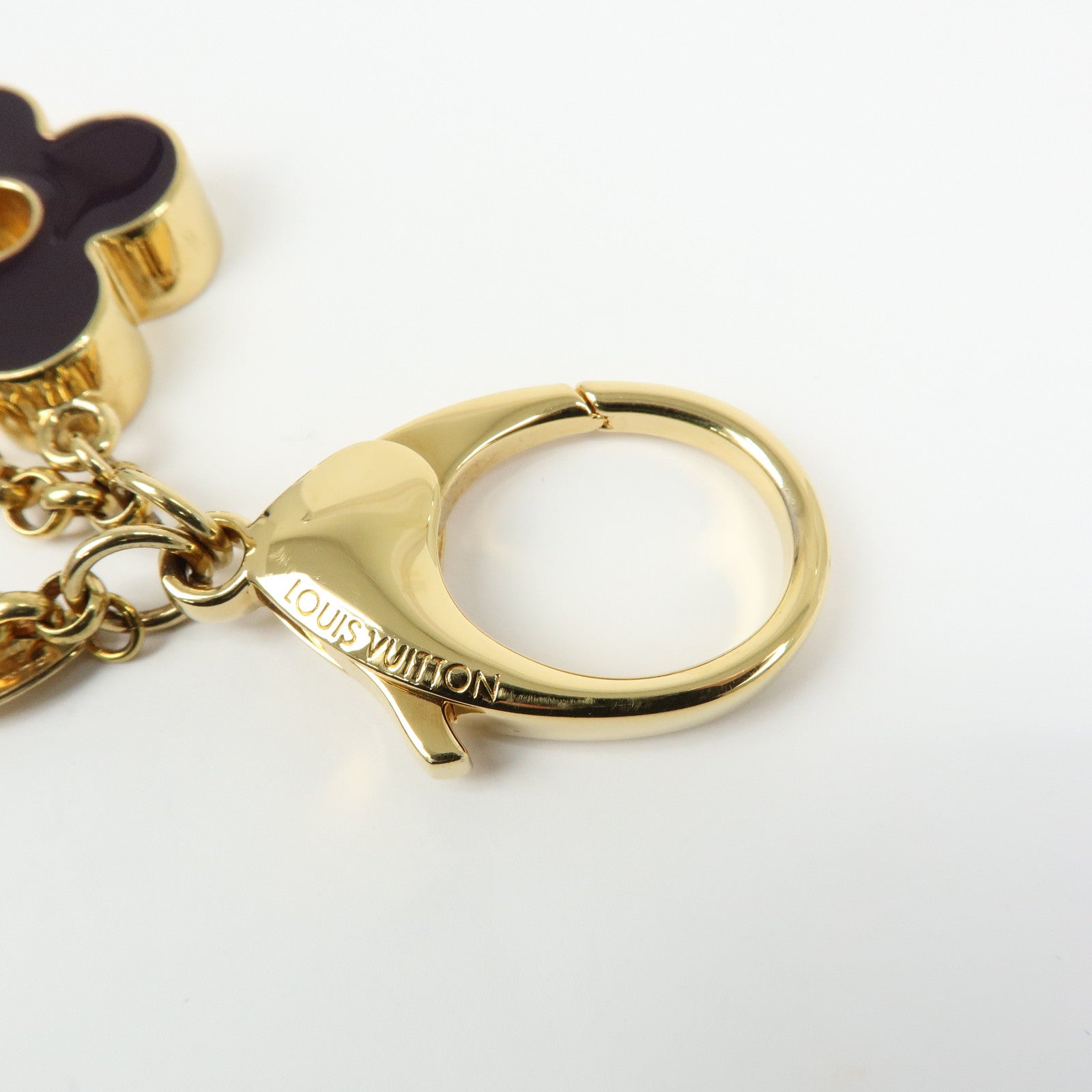 Louis Vuitton Fleur de Monogram Key Chain Bag Charm Gold M67119