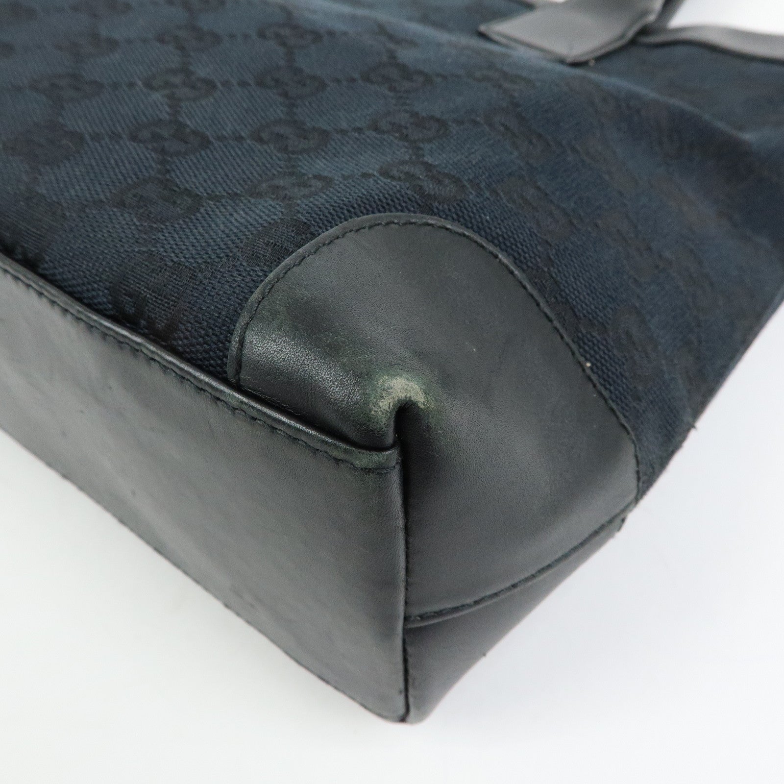 GUCCI GG Canvas Leather Tote Bag Shoulder Bag Black 002.1119