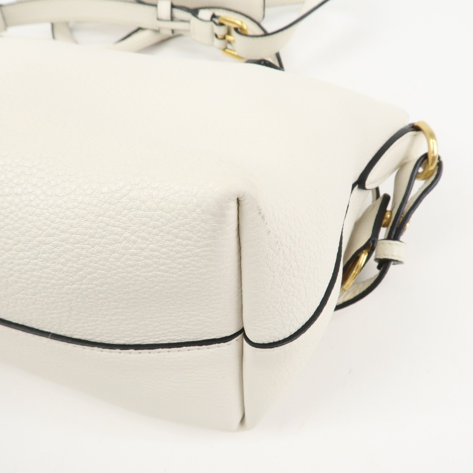 PRADA Vitello Daino Leather 2Way Bag Hand Shoulder Bag White 1BA111