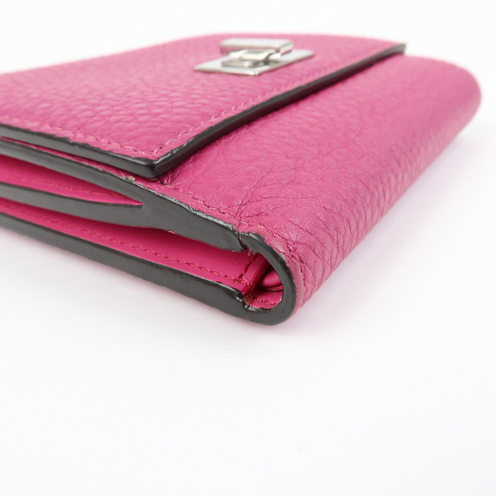 FENDI Peekaboo Leather Bi-fold Compact Wallet Pink 8M0438