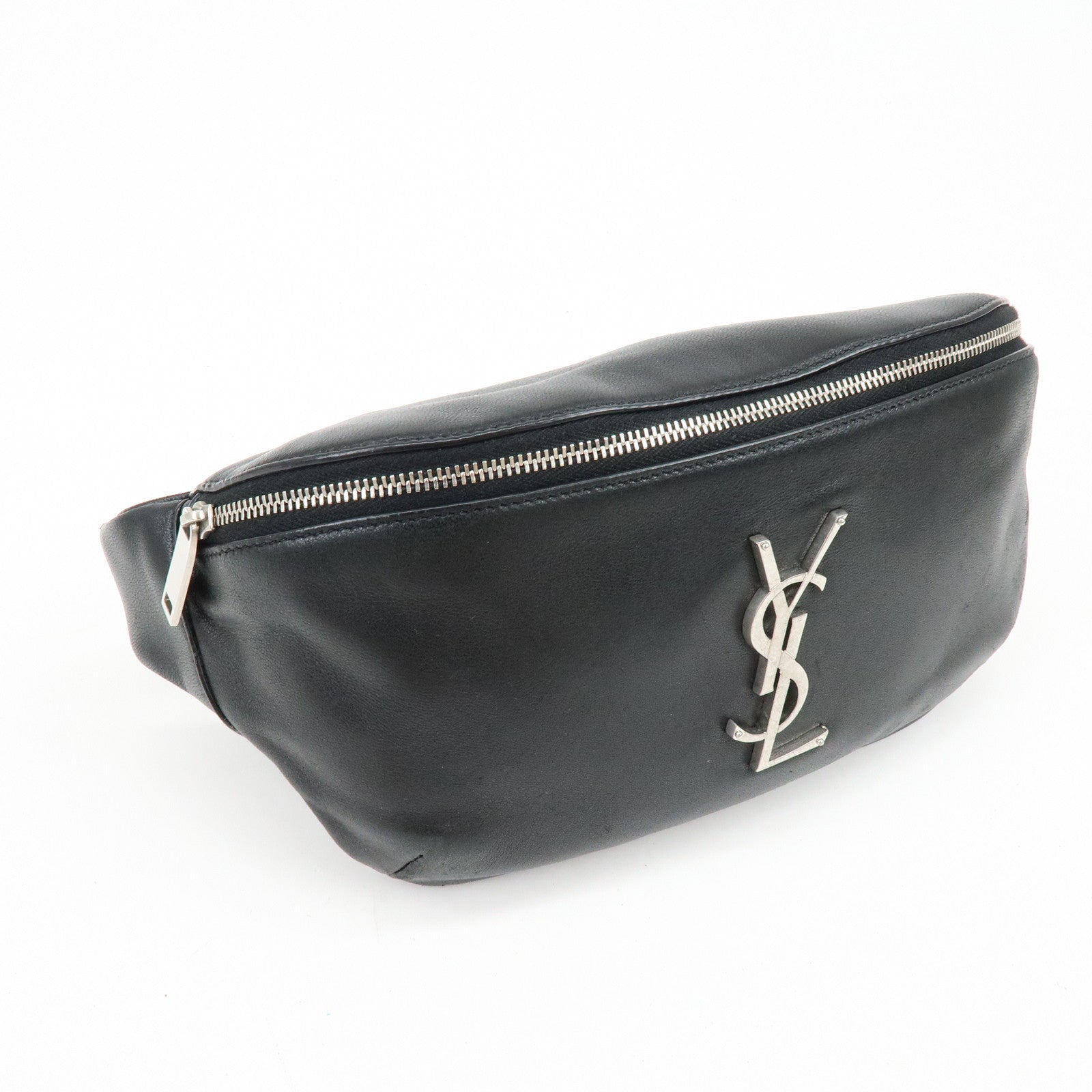 SAINT LAURENT PARIS Cassandra Leather Classic Belt Bag Black 590076