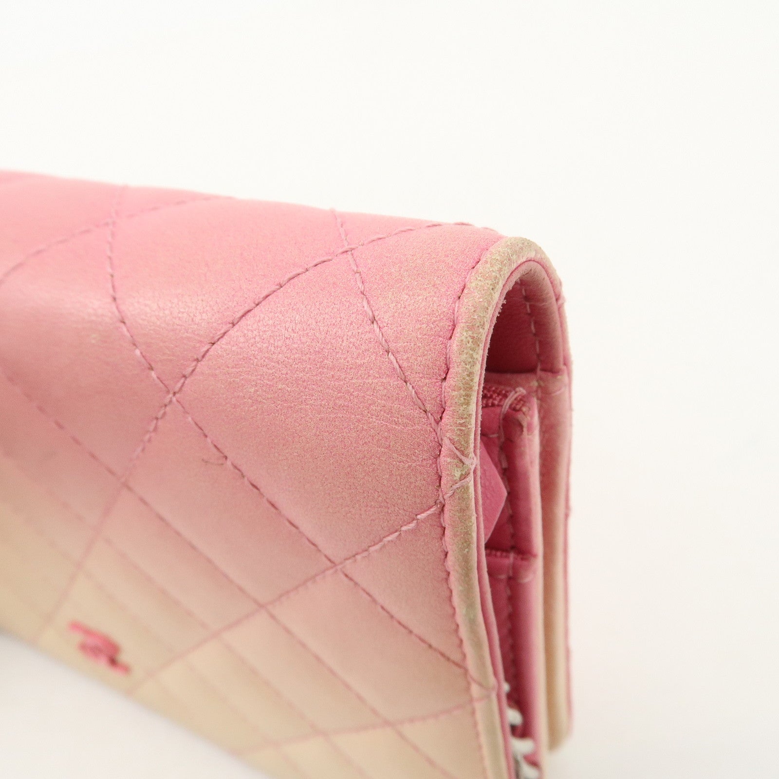 CHANEL Matelasse Leather COCO Mark Chain Shoulder Bag Pink Used