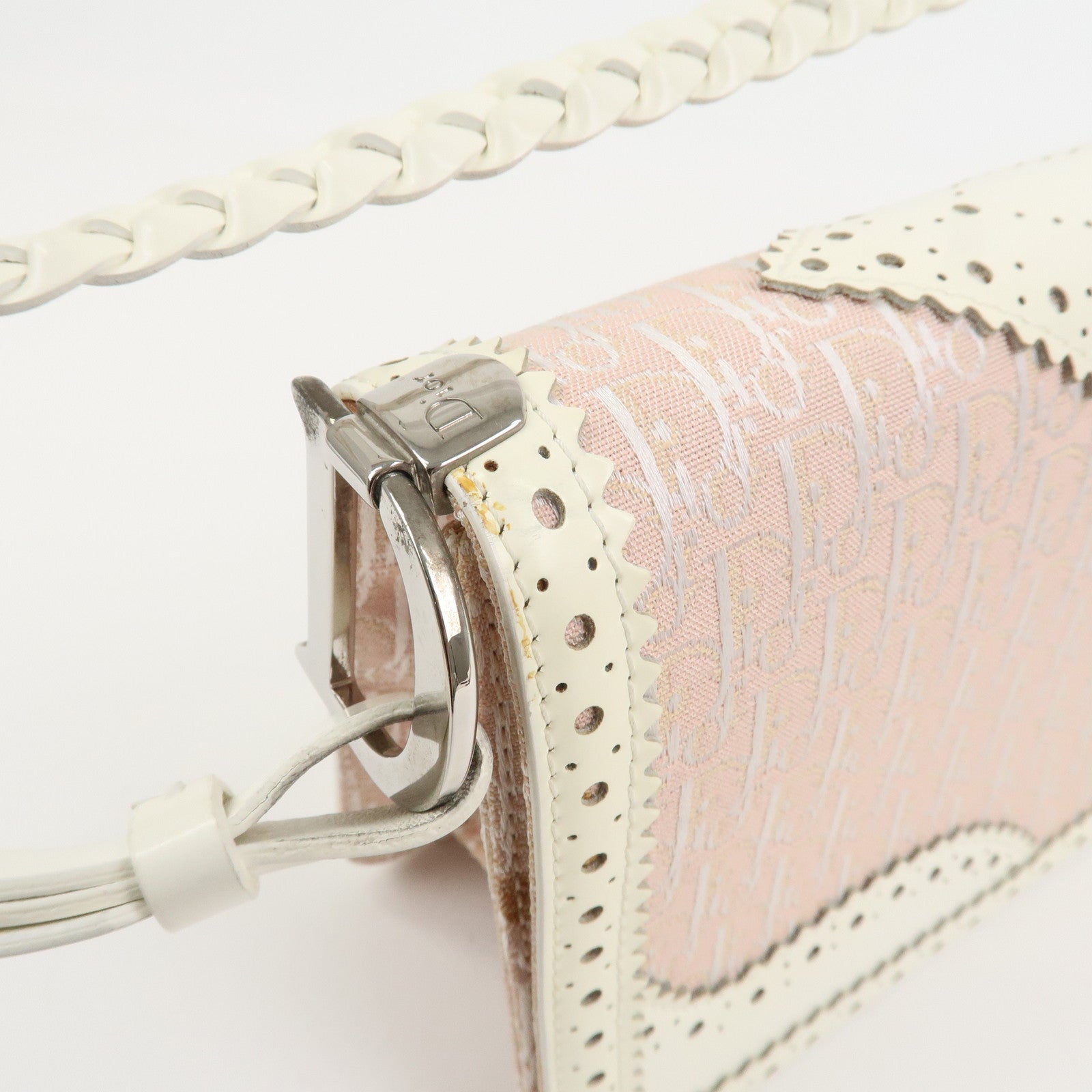 Christian Dior Trotter Canvas Leather Hand Bag Shoulder Bag Pink