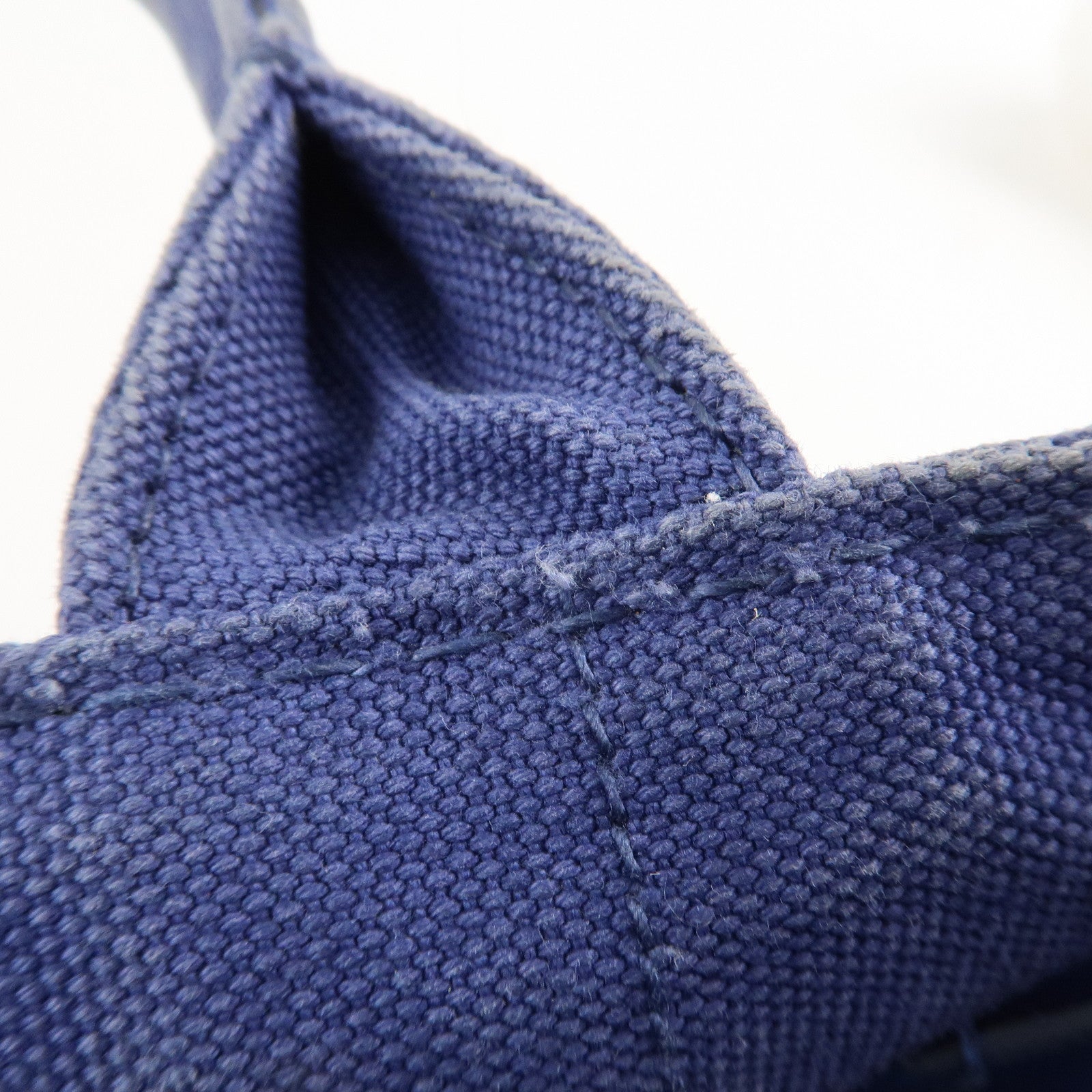 PRADA Logo Canapa Canvas 2Way Tote Bag Hand Bag Navy B2642B Used