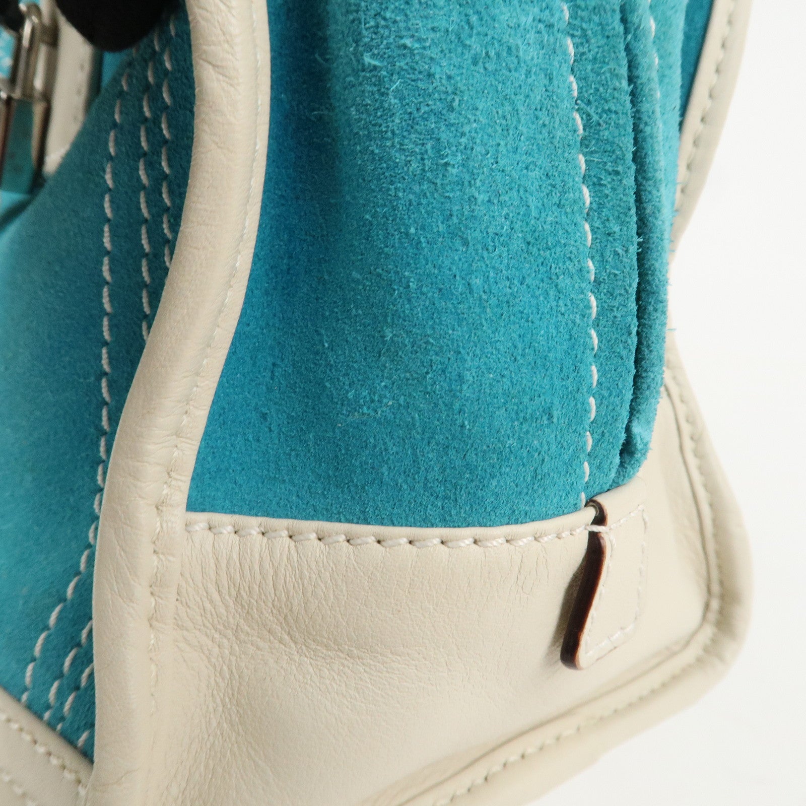 LOEWE Anagram Suede Leather Amazona 28 Hand Bag Blue White