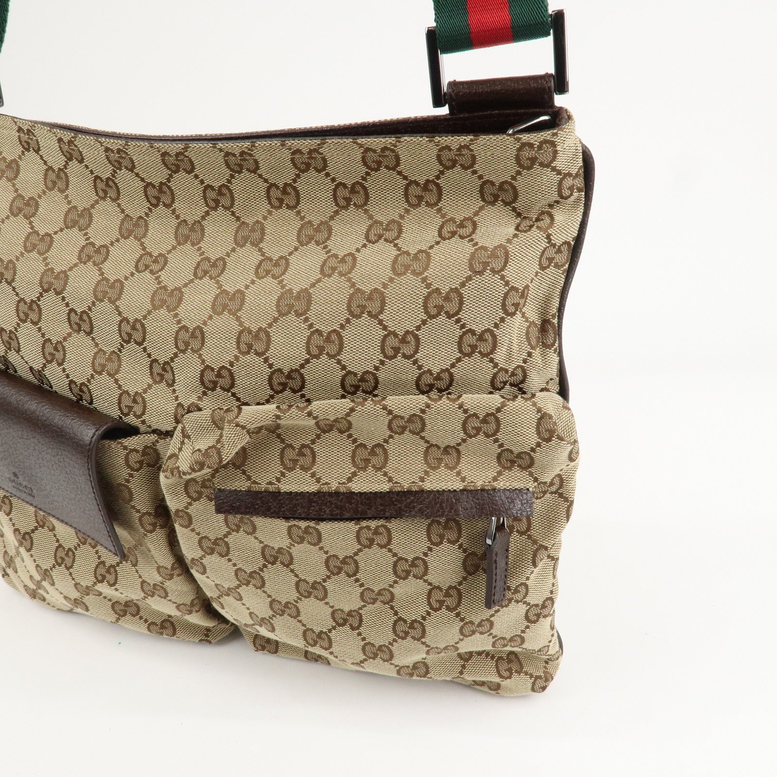 GUCCI Sherry GG Canvas Leather Shoulder Bag Beige Brown 169937