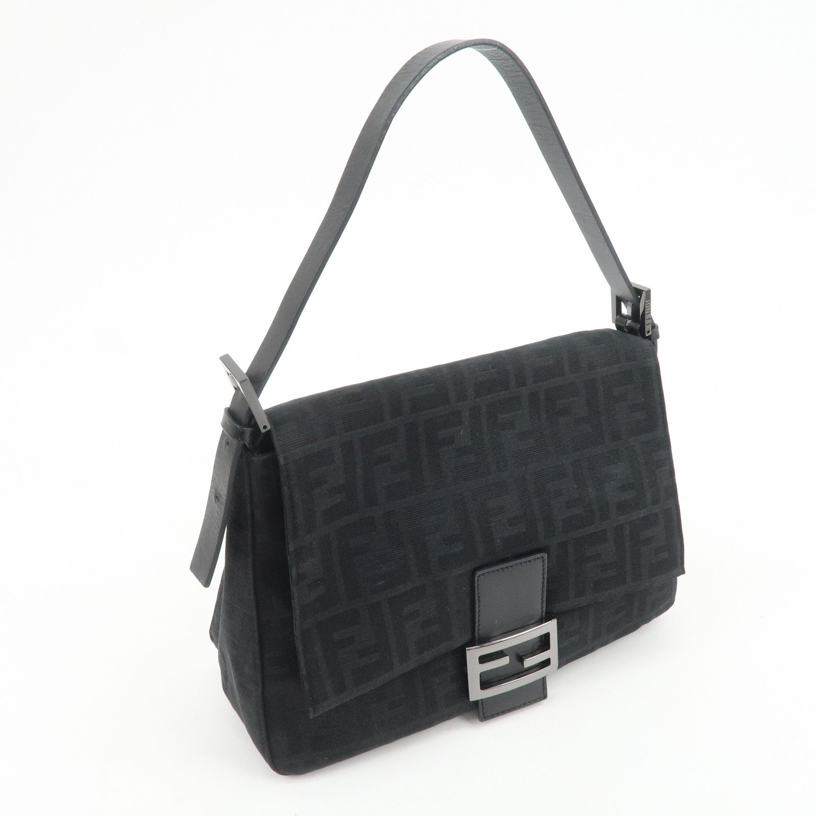 FENDI Mamma Baguette Zucca Canvas Leather Shoulder Hand Bag 8BR001