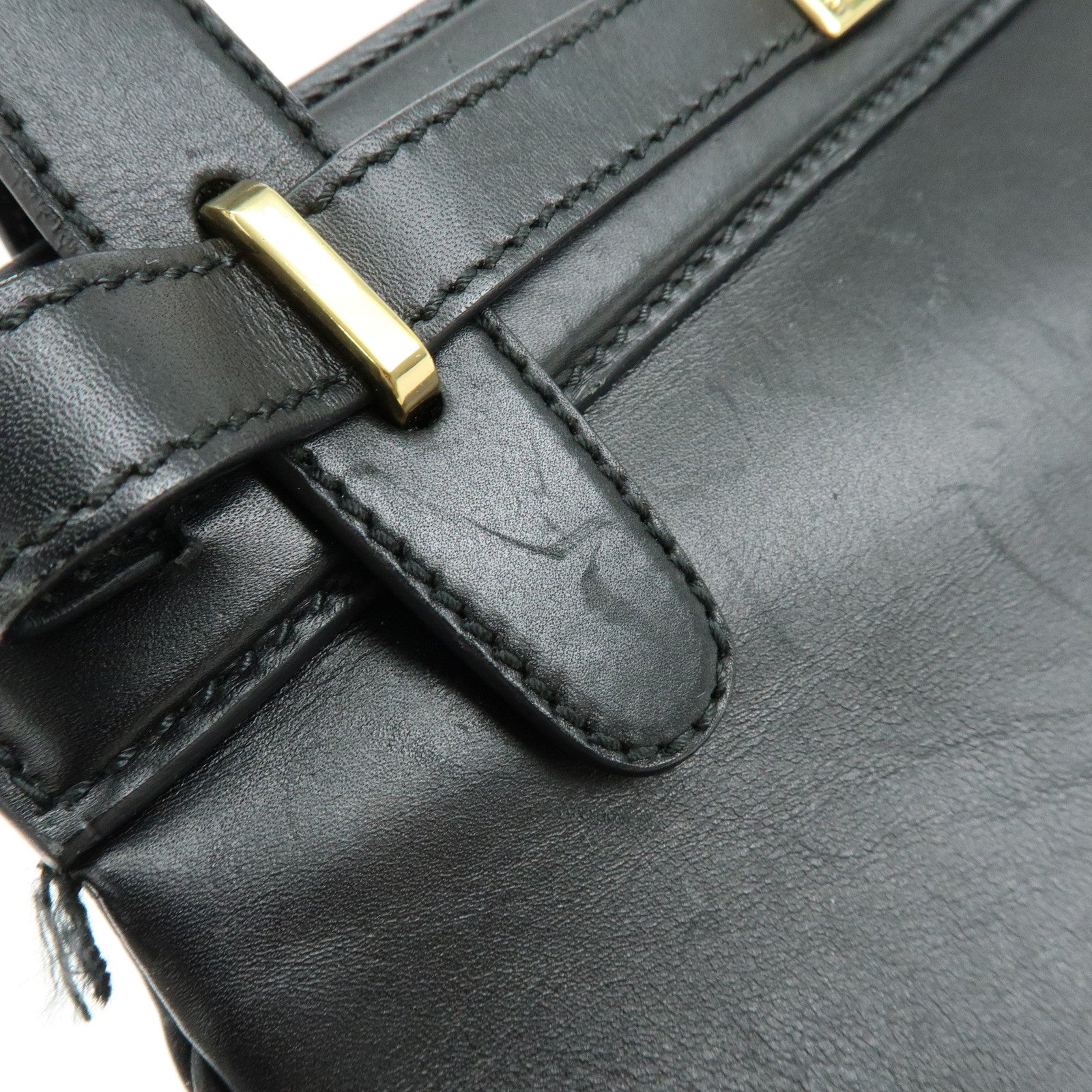 GUCCI Logo Leather Turn-lock Hand Bag Black 102119