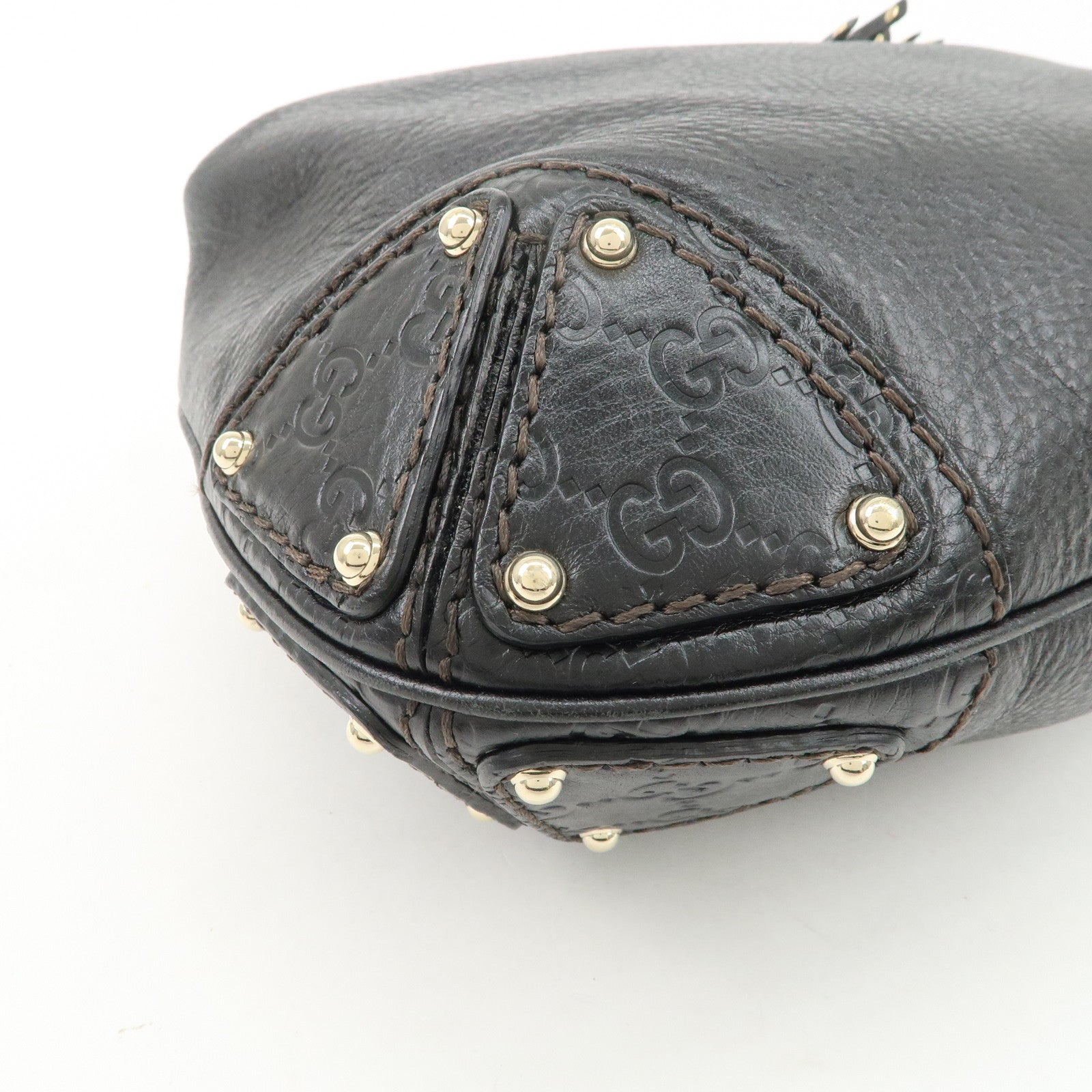 GUCCI Guccissima Leather 2Way Shoulder Bag Black 185566