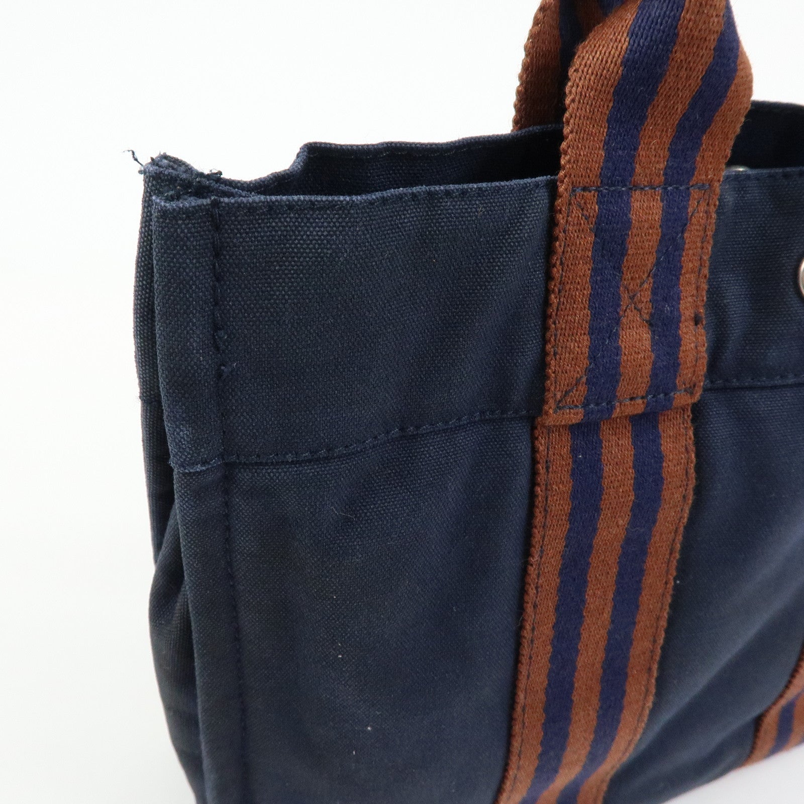 HERMES Fourre Tout Canvas PM Tote Bag Hand Bag Navy
