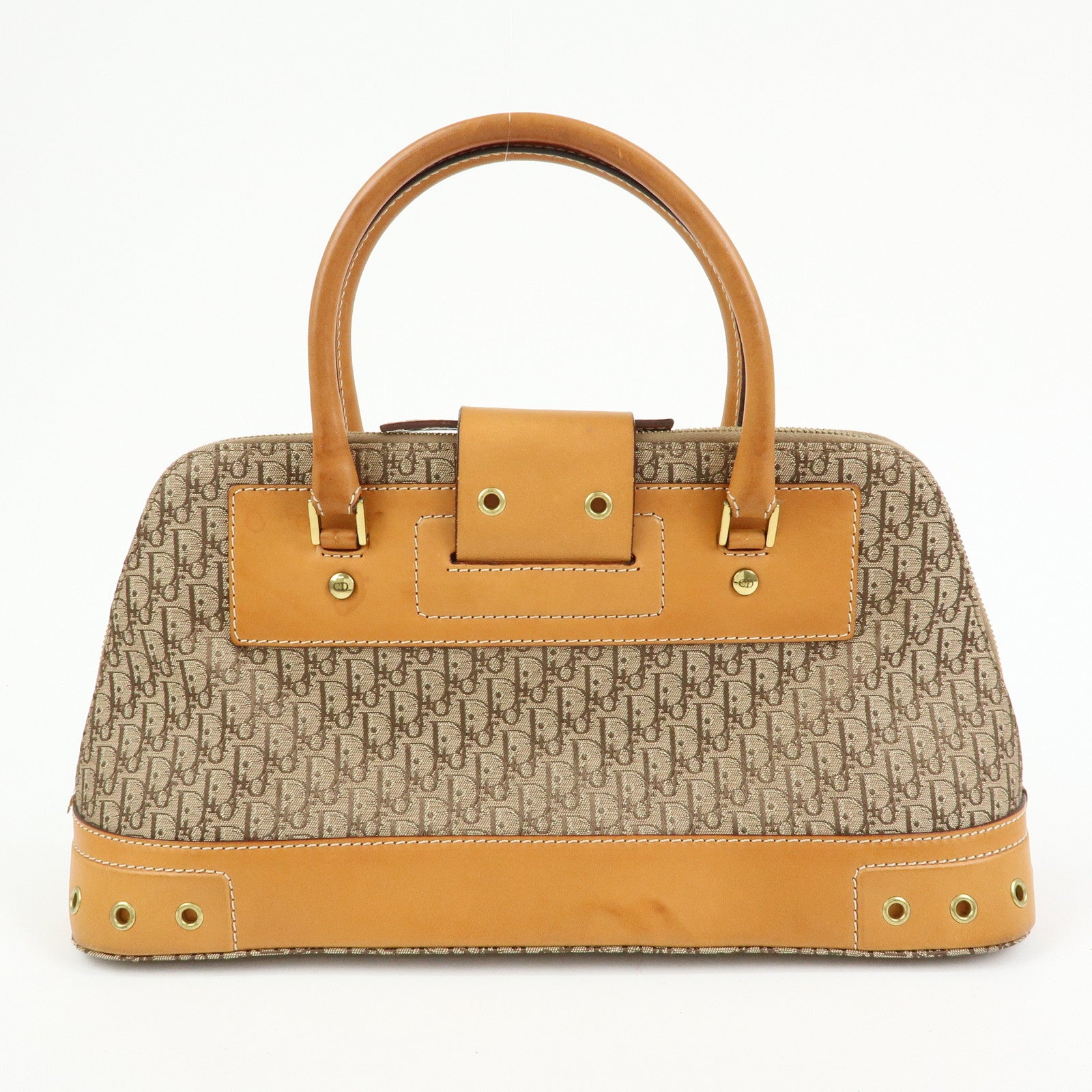 Christian Dior Trotter Street Chic Canvas Leather Hand Bag Camel