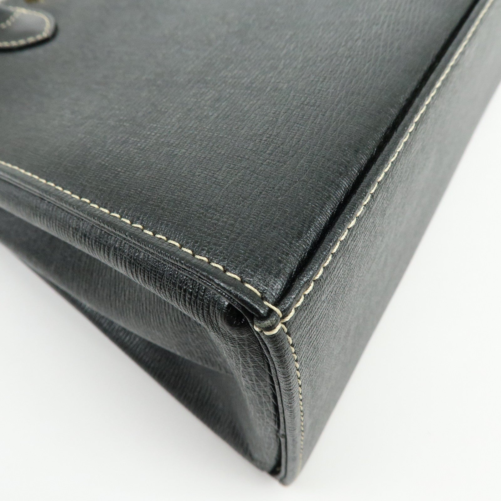 BURBERRY Logo Leather Hand Bag Black