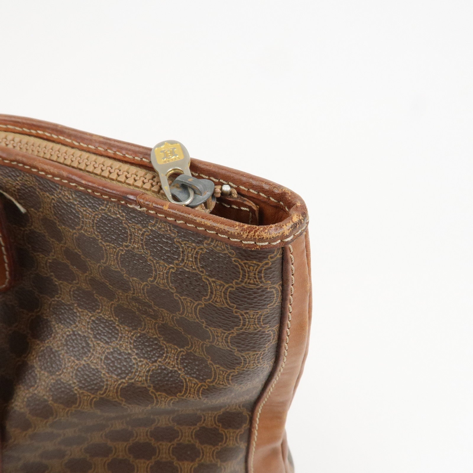 CELINE Macadam PVC Leather Tote Bag Shoulder Bag Brown