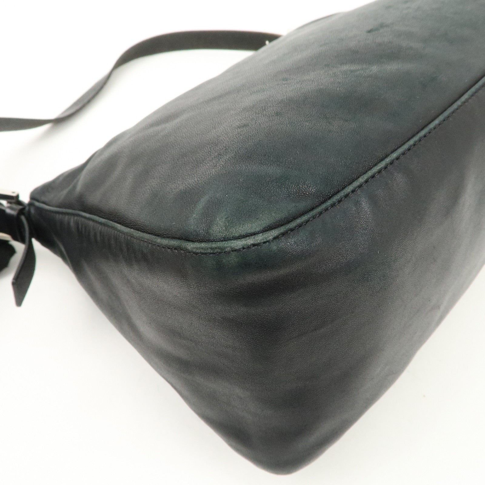 FENDI Mamma Baguette Leather Shoulder Bag Black 26325 Used