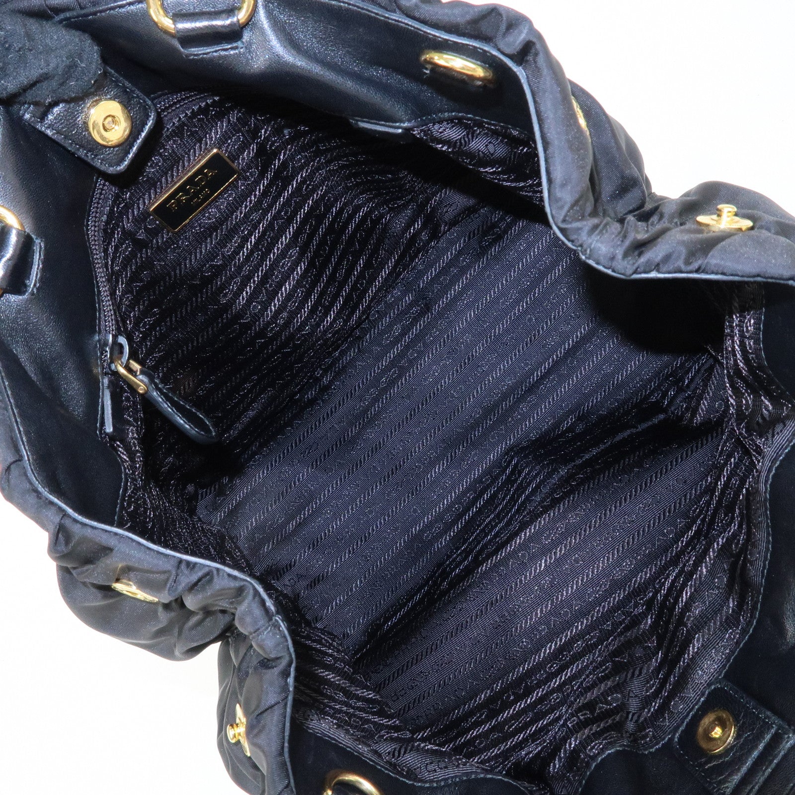 PRADA Logo Nylon Leather 2Way Bag Shoulder Bag Hand Bag Black BN1970 Used