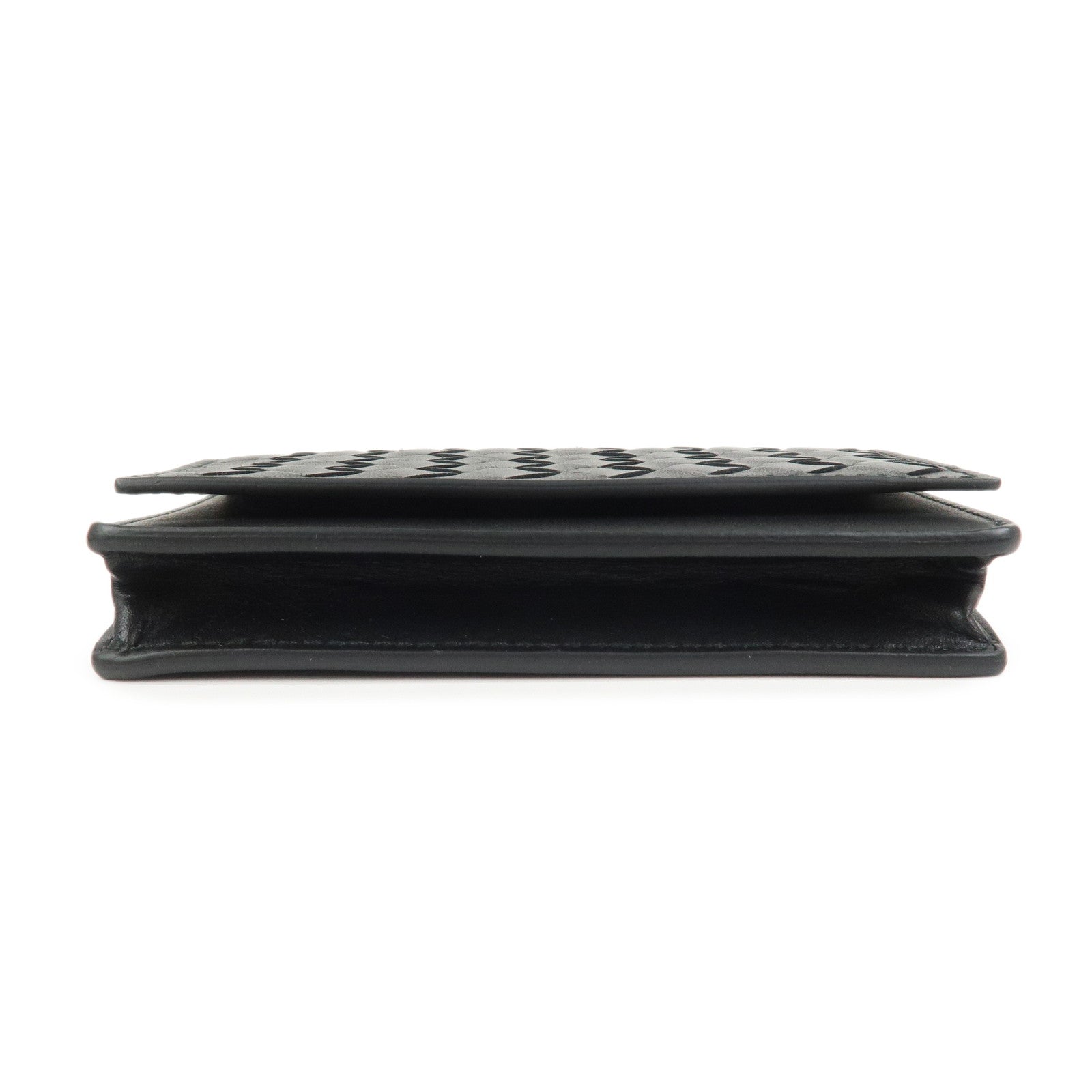 BOTTEGA VENETA Intrecciato Leather Card Case Card Holder Black