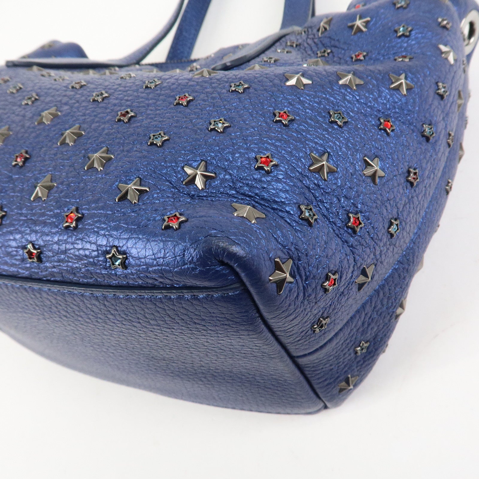 JIMMY CHOO Leather MINISARA 2Way Bag Hand Bag Shoulder Bag Blue