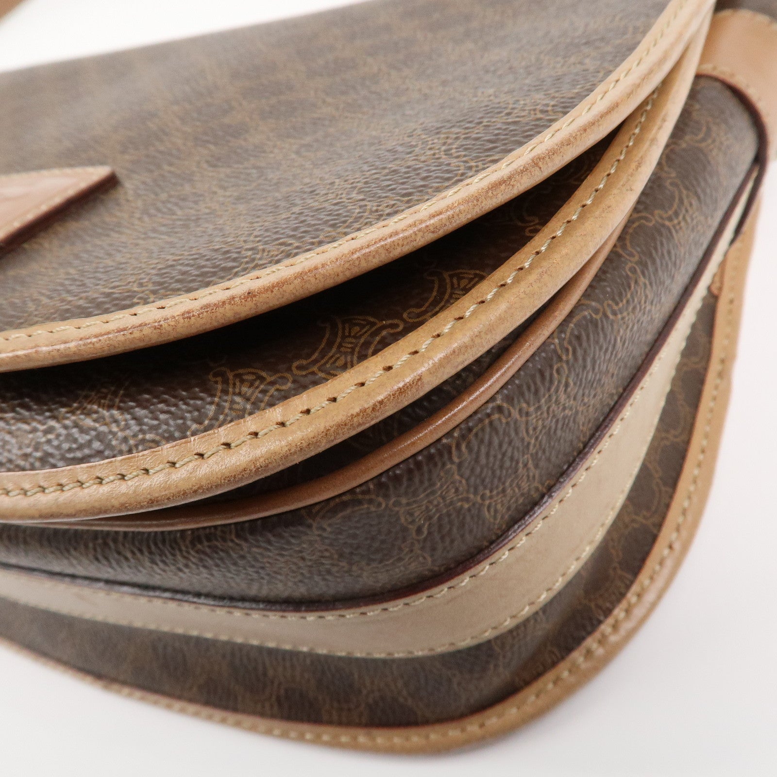 CELINE Macadam PVC Leather Shoulder Bag Crossbody Bag Brown