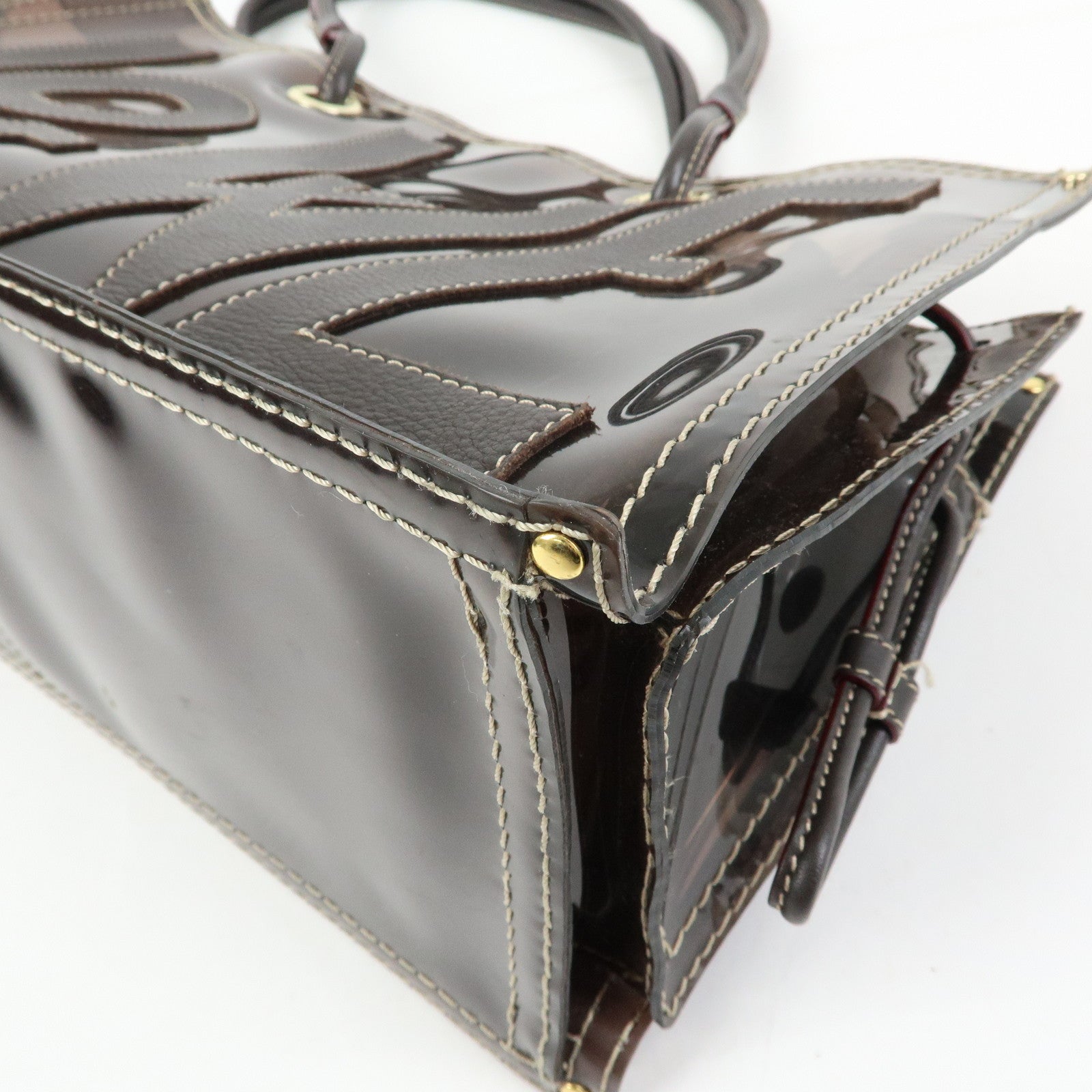 LOEWE Anagram Vinyl Leather Tote Bag Shoulder Bag Brown