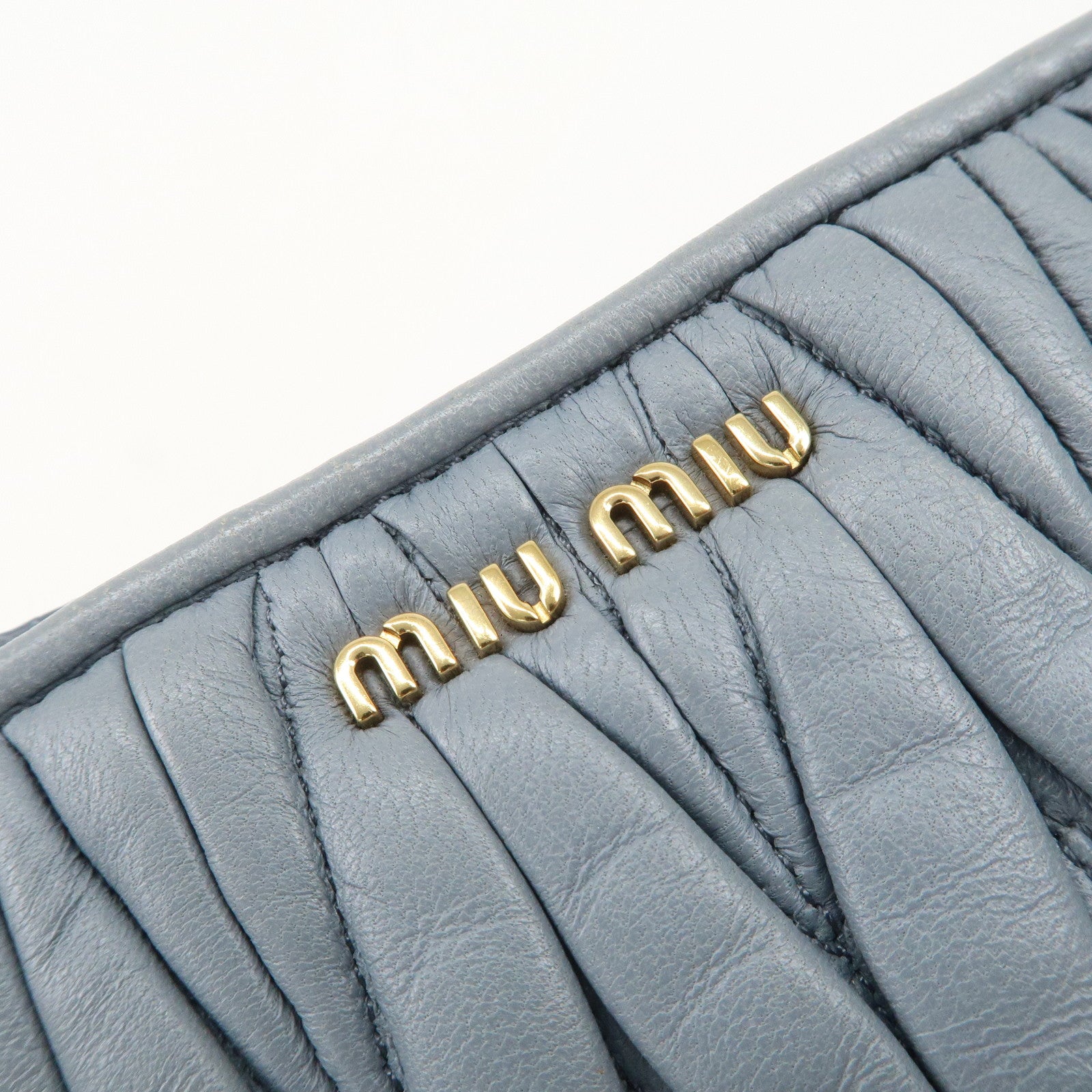 MIU MIU Matelasse Nappa Leather Shoulder Bag Light Blue 5BH057