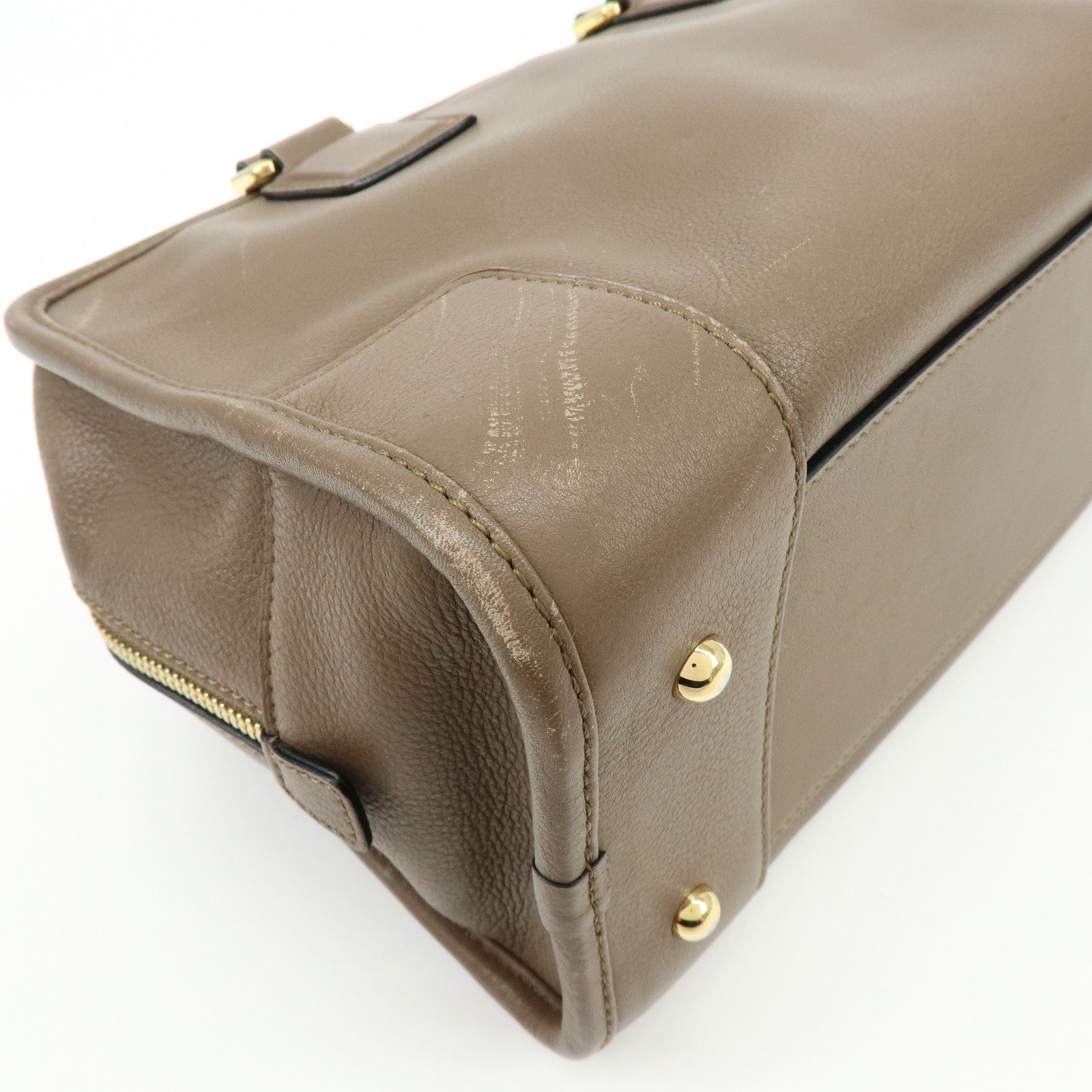 LOEWE Anagram Amazona 28 Leather Hand Bag Boston Bag Brown