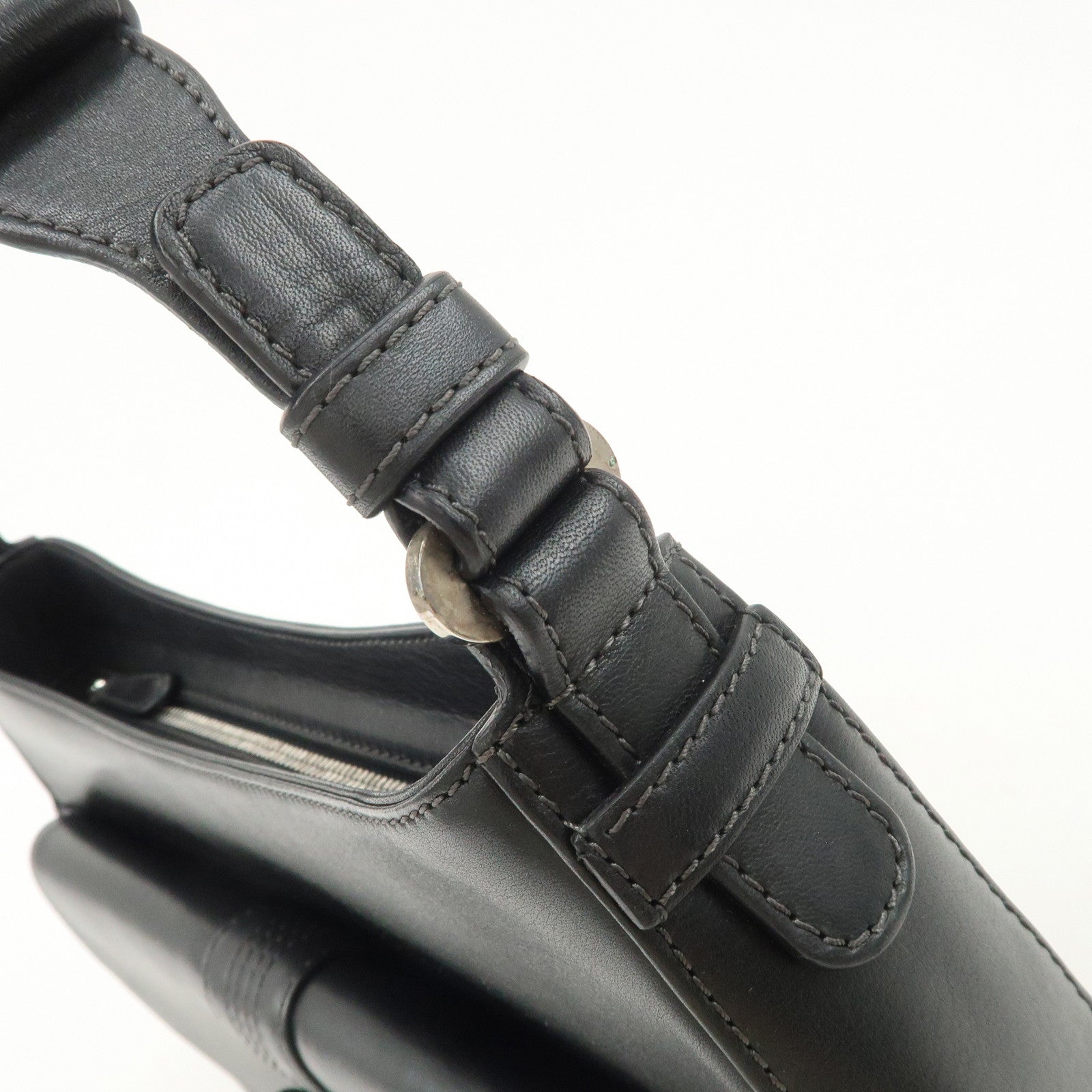 LOEWE Anagram Leather Shoulder Bag Hand Bag Black Used