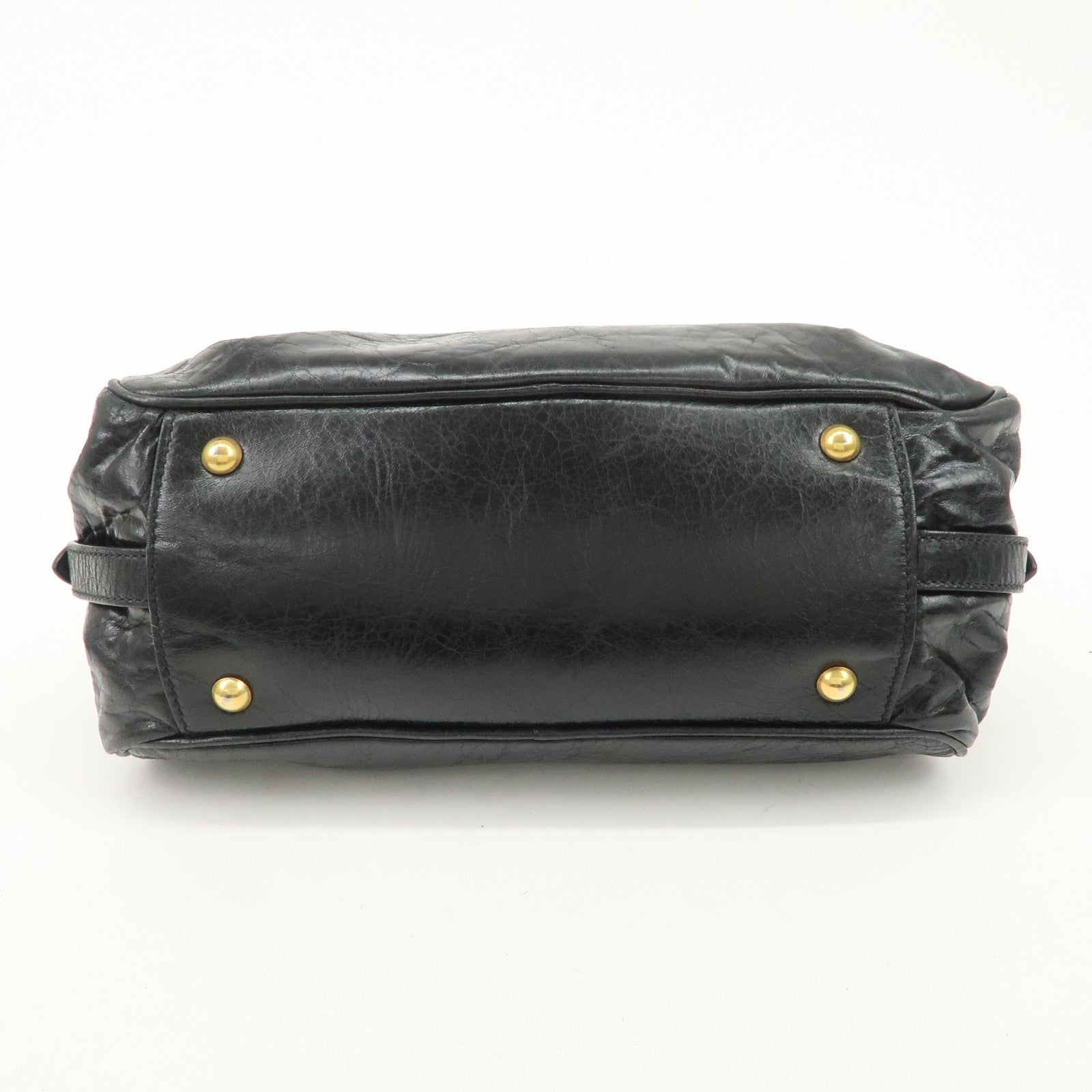 MIU MIU Leather 2Way Bag Hand Bag Shoulder Bag Black RR1424 Used