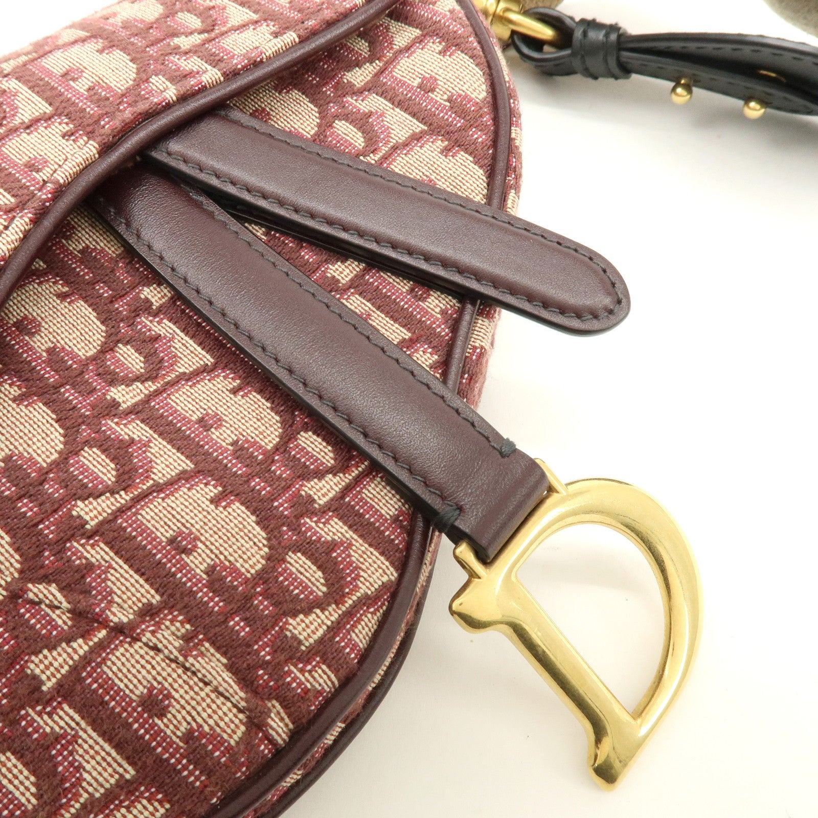 Christian Dior Oblique Jacquard Leather Mini Saddle Bag Hand Bag