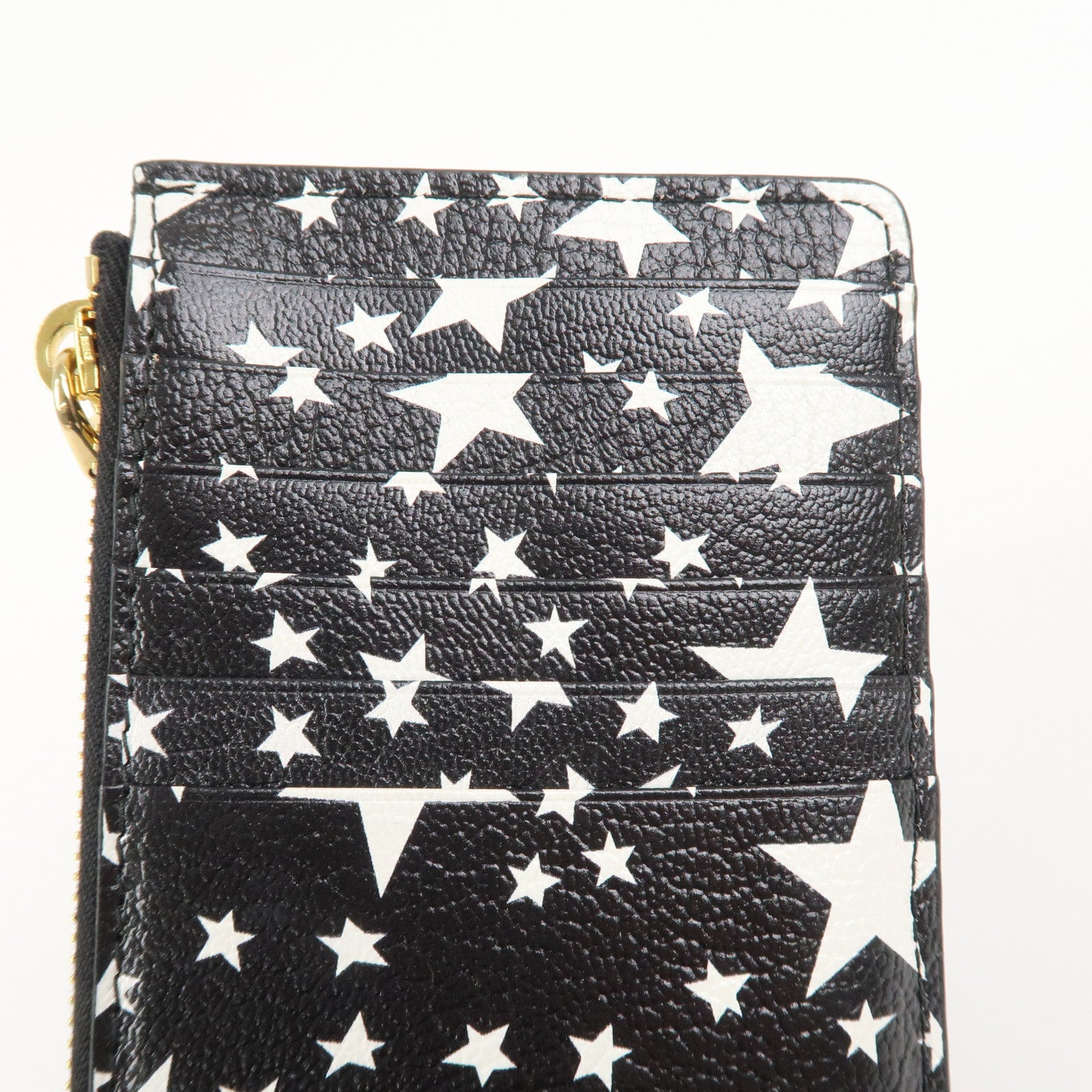 MIU MIU Leather Card Case Star Print Black 5MB006
