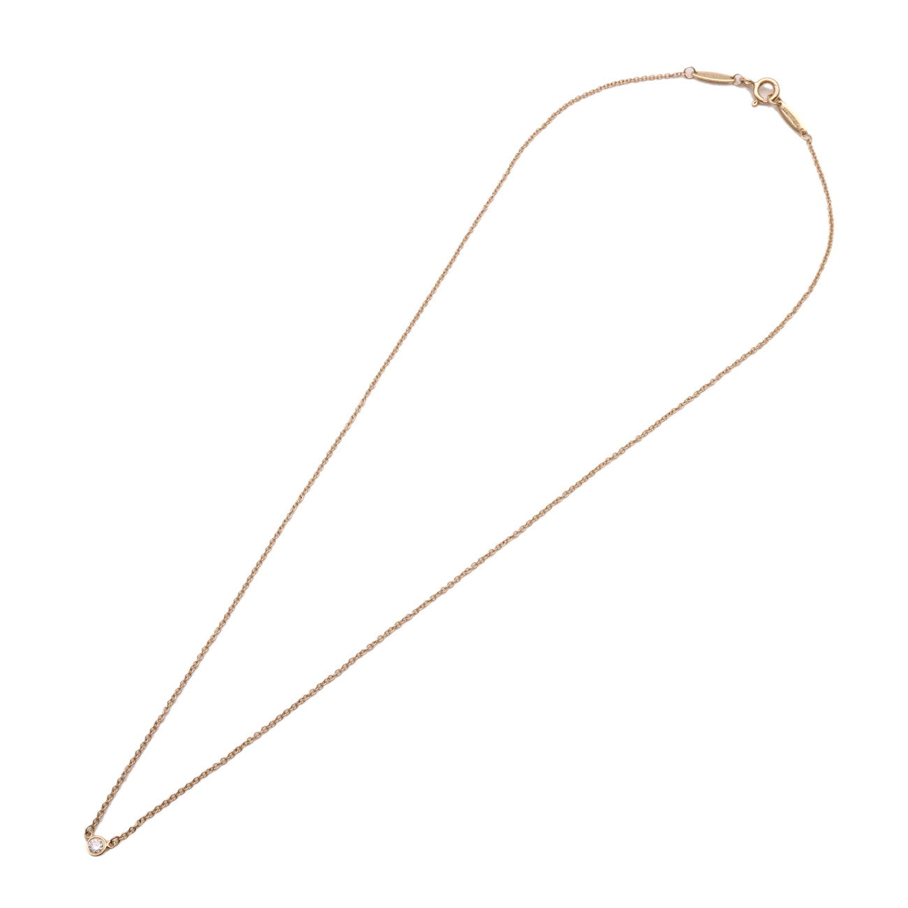 Tiffany & Co By The Yard 1P Diamond Necklace K18 750YG Yellow Gold