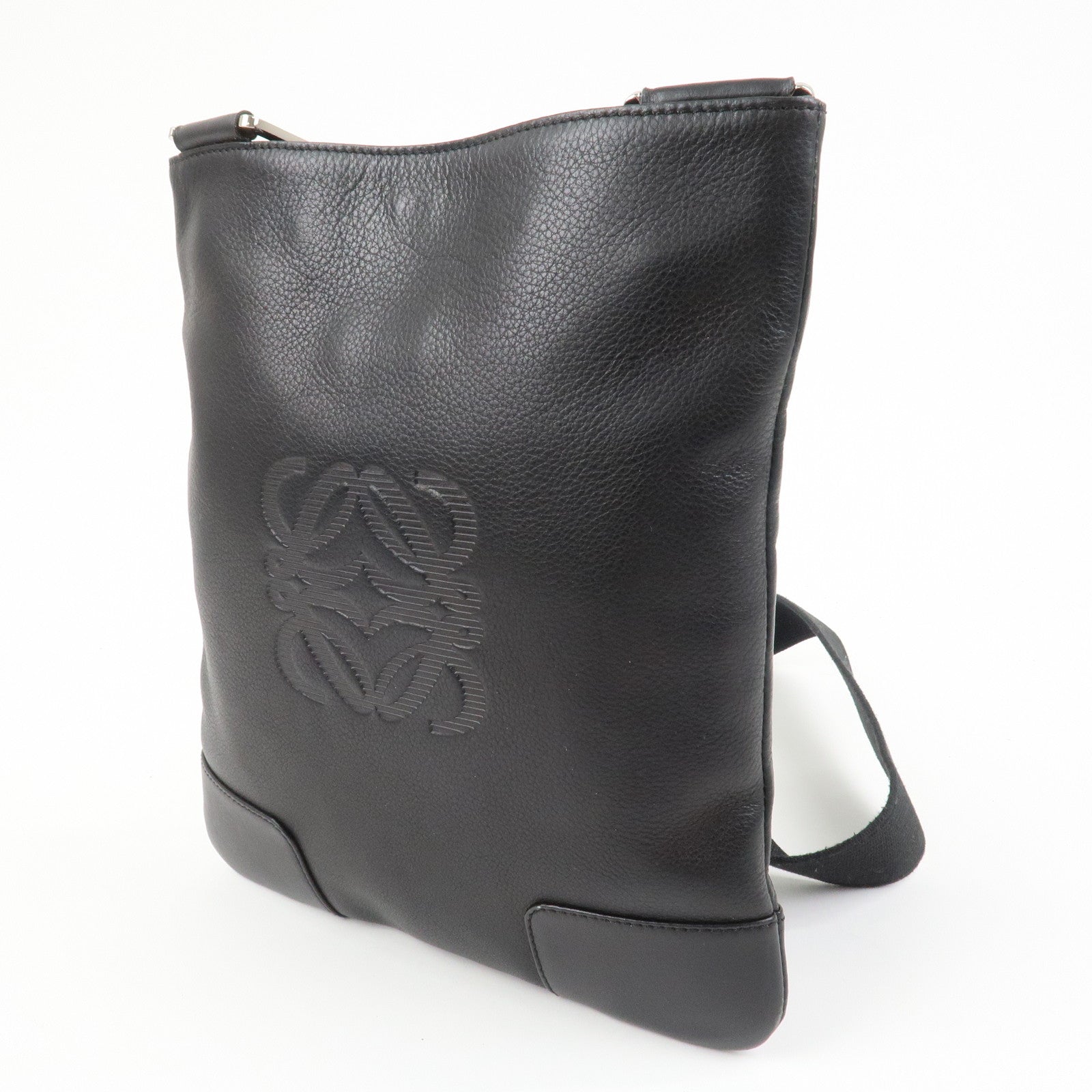 LOEWE Anagram Leather Shoulder Bag Crossbody Bag Black