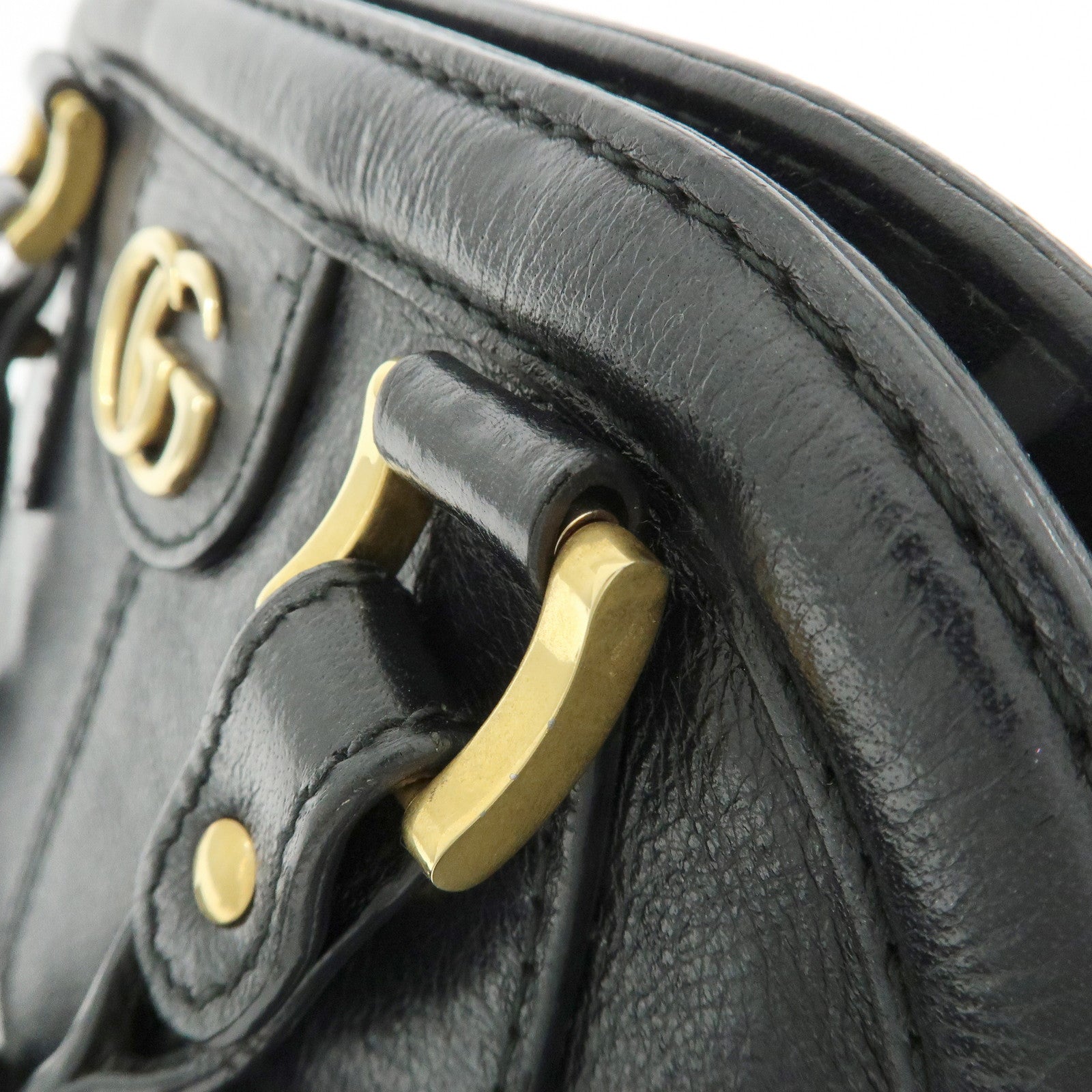 GUCCI GG Marmont Tiger Head Leather 2Way Bag Hand Bag Black 516459