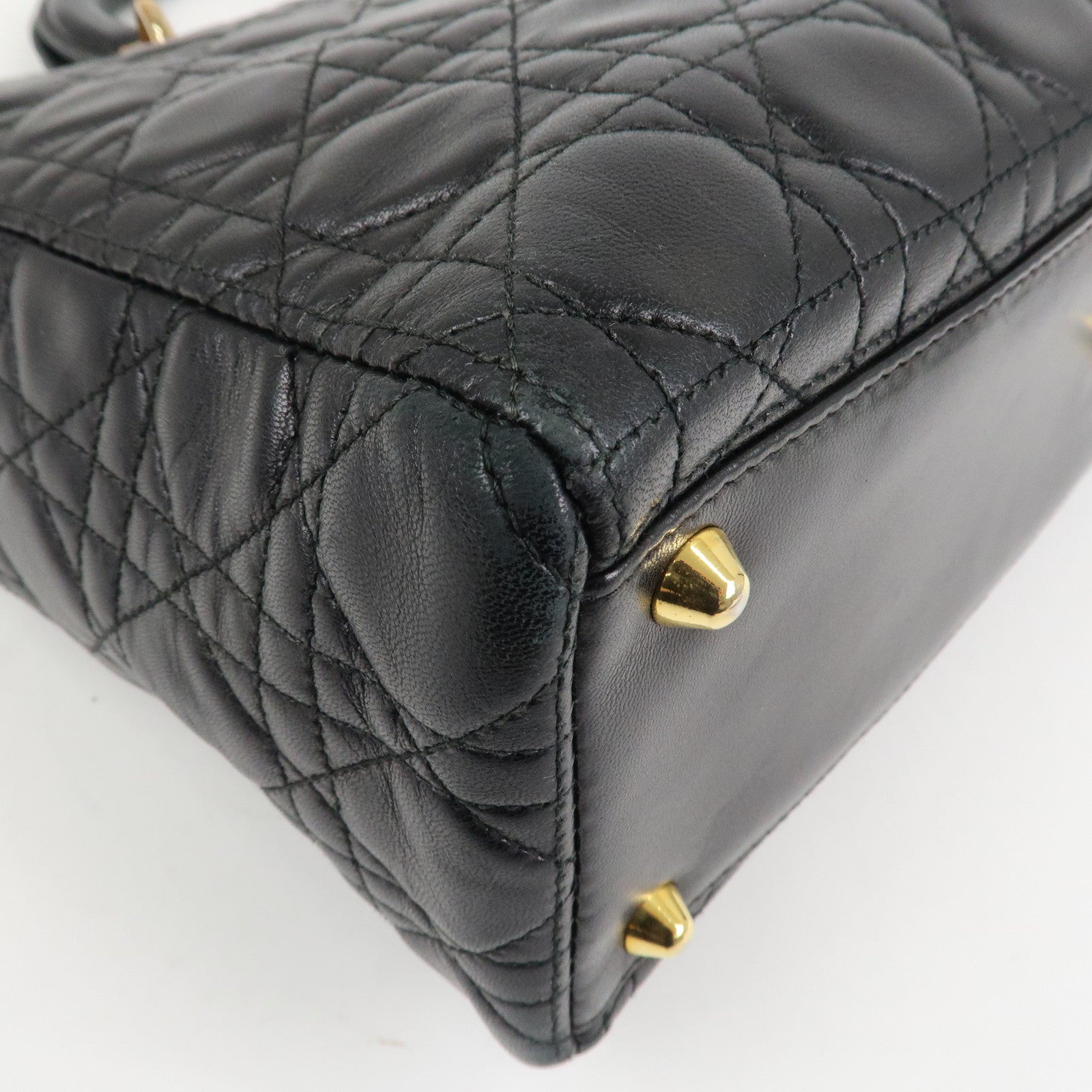 Christian Dior Cannage Lady Dior Leather Large 2Way Bag Black