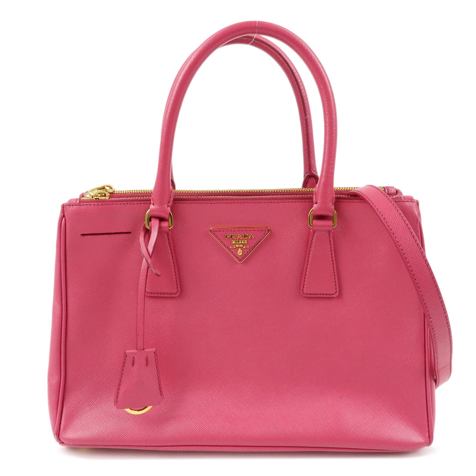 PRADA Triangle Logo Saffiano Leather 2Way Hand Bag Pink BN1801