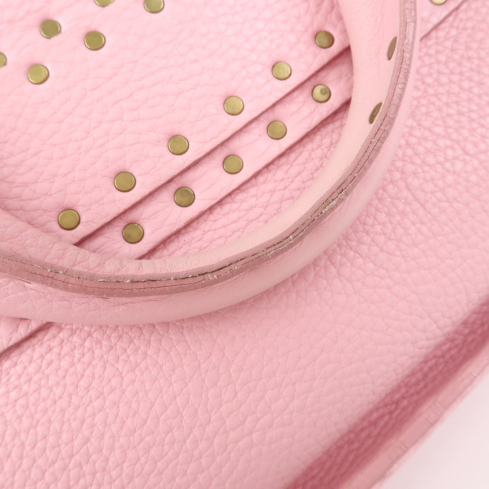 CELINE Boogie Bag Leather Studs Hand Bag Tote Bag Pink