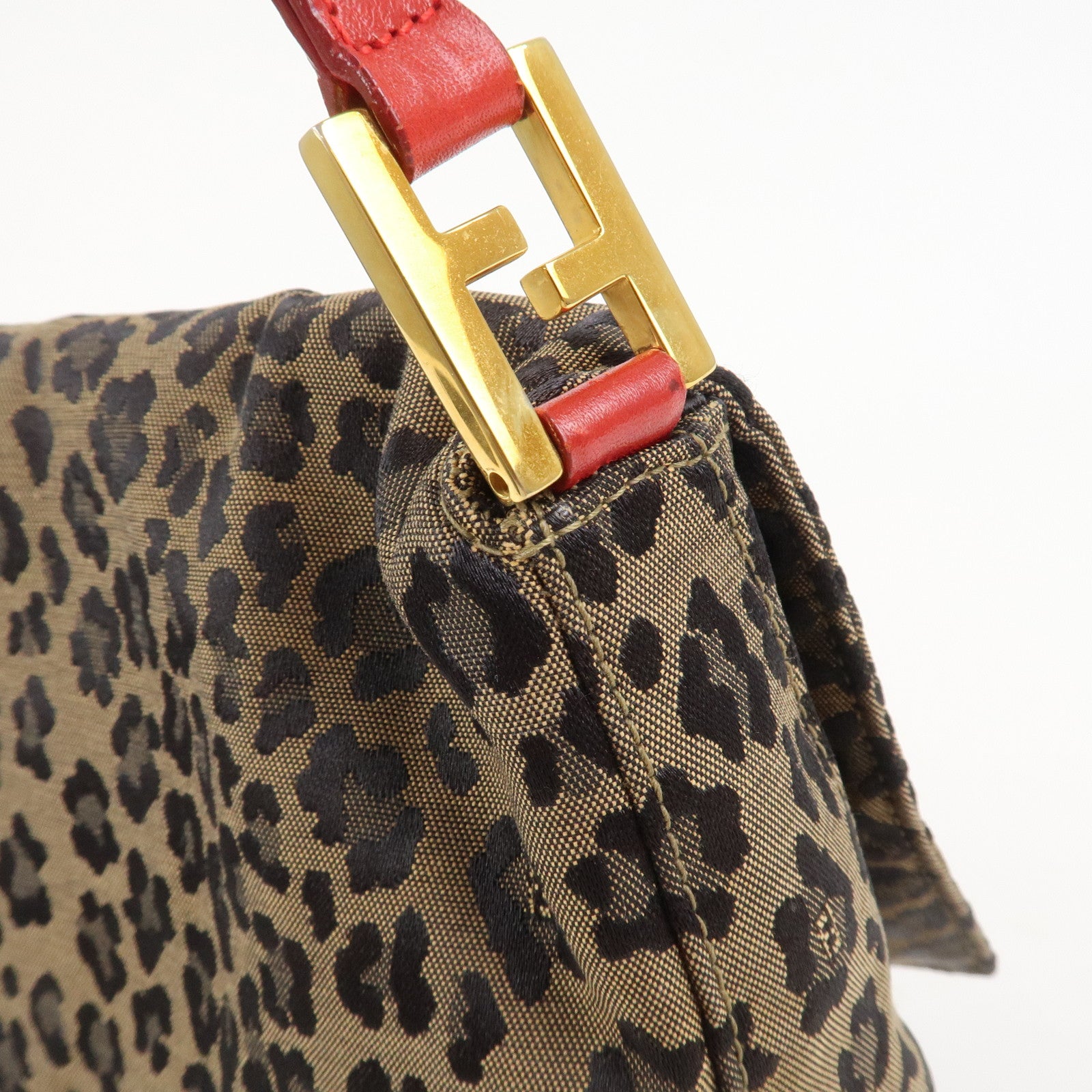 FENDI Canvas Leather Shoulder Bag Crossbody Bag Leopard 263570