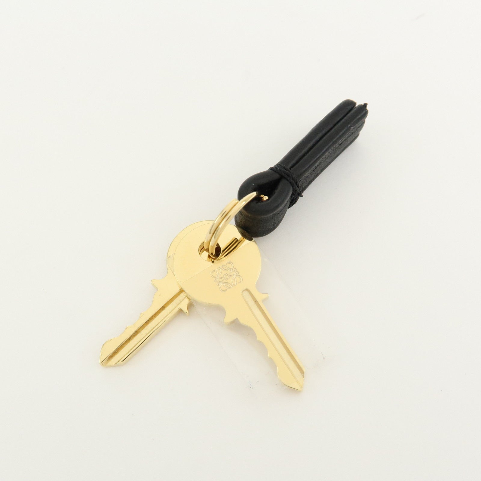 LOEWE Anagram Personalization Metal Leather Bag Charm Black Gold