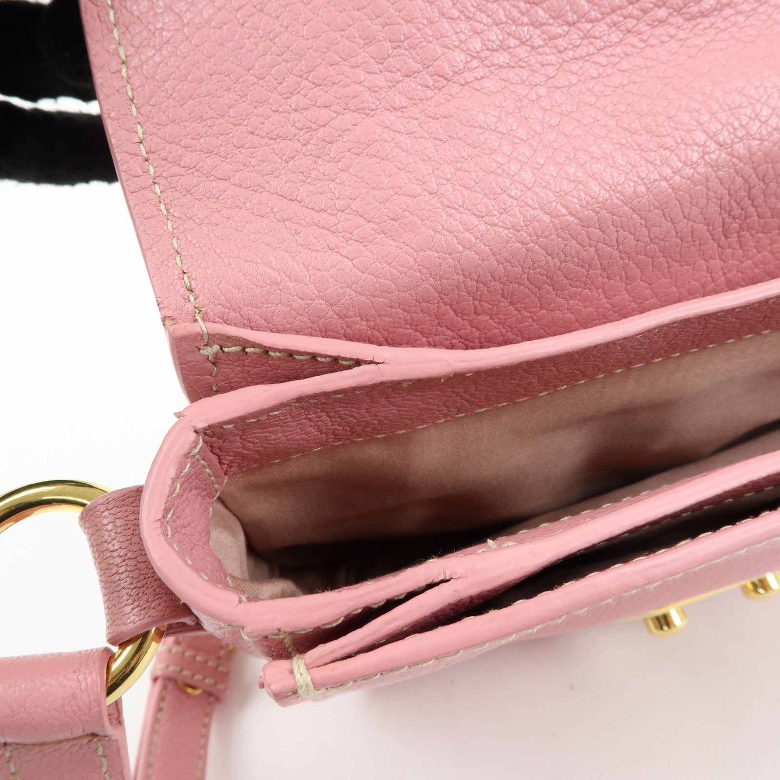 MIU MIU Madras Leather Top Handle 2Way Bag Hand Bag Pink RN0717