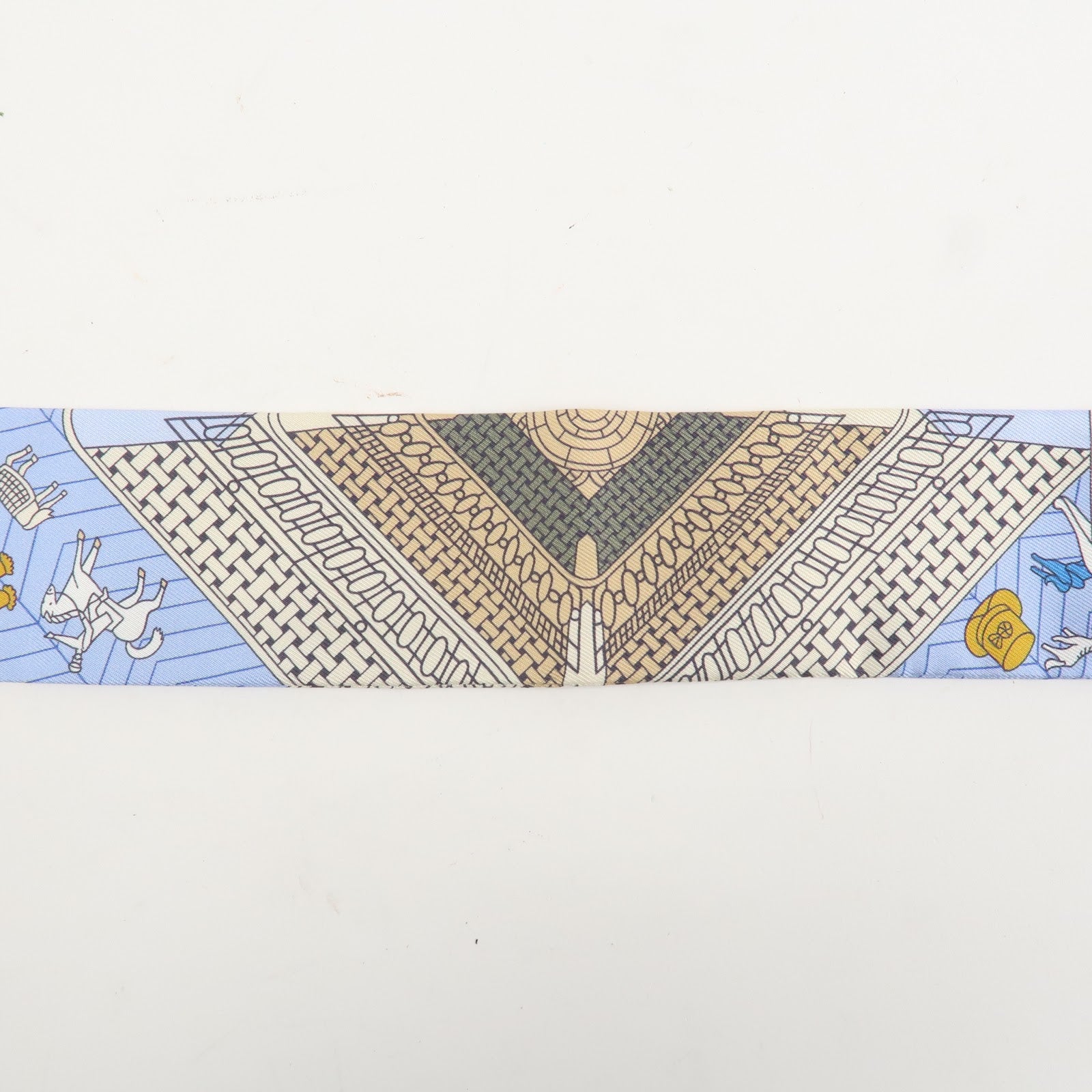 HERMES Silk 100% Twilly OBJETS DE CURIOSITE Scarf Blue Multicolor