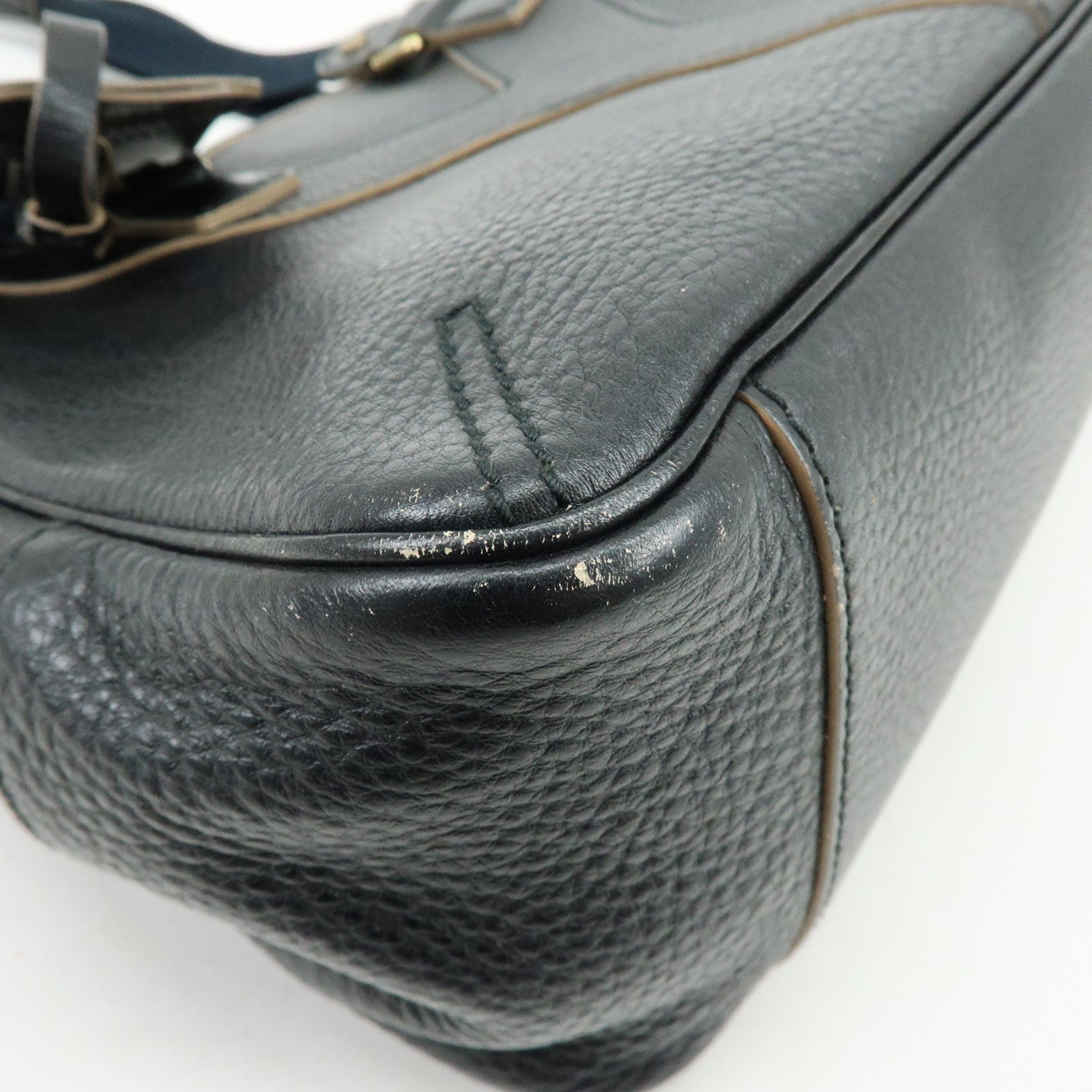 SAINT LAURENT PARIS YSL Y Line Calf Leather Tote Bag Black 168462