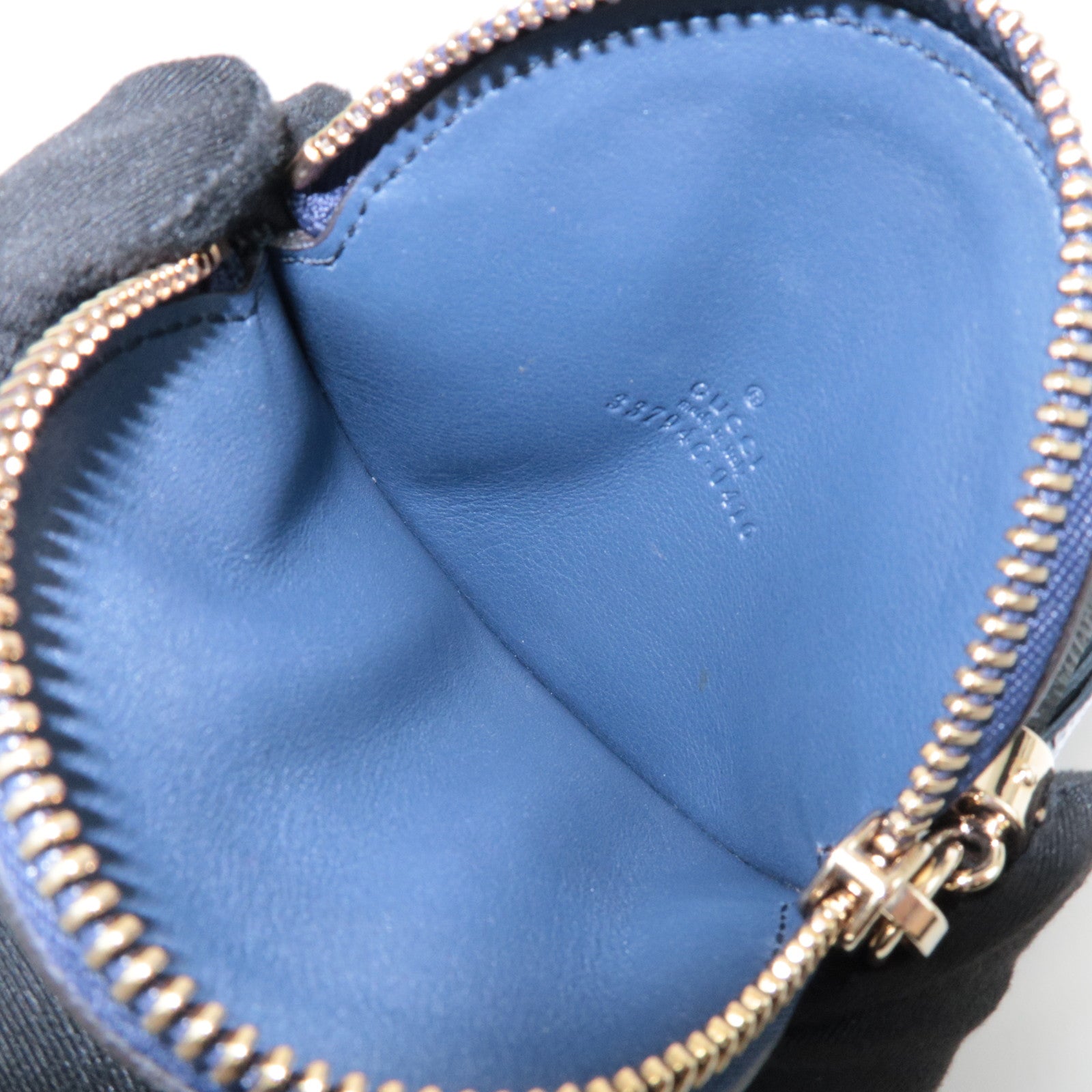 GUCCI Interlocking G Patent Leather Coin Case Navy 337946