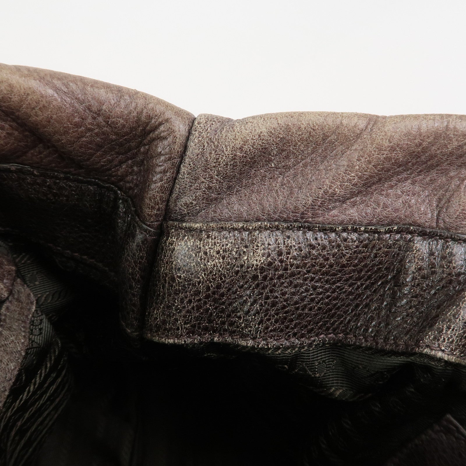 PRADA Leather 2Way Bag Hand Bag Shoulder Bag Brown