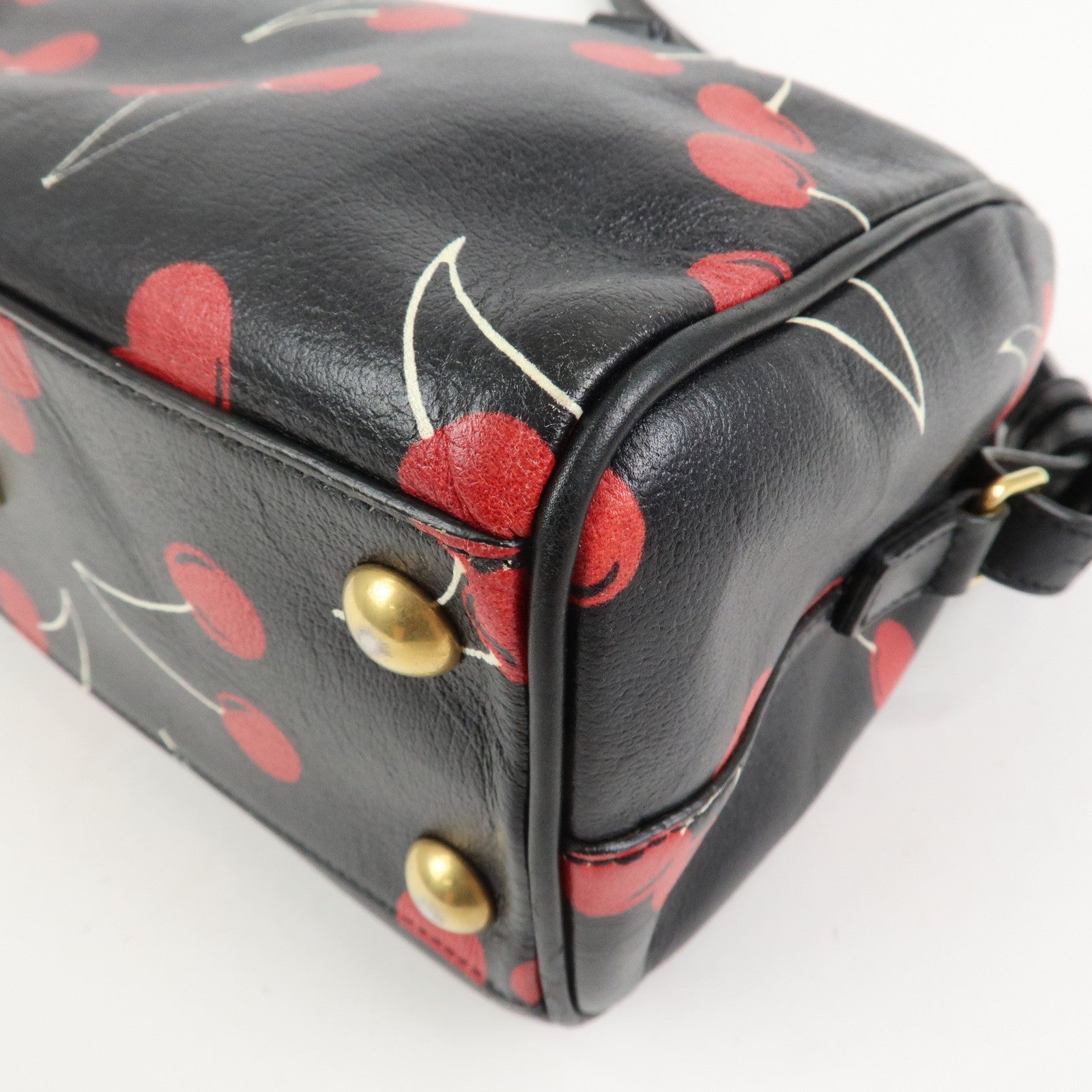 SAINT LAURENT PARIS Baby Duffle Leather Cherry 2Way Hand Bag 330958