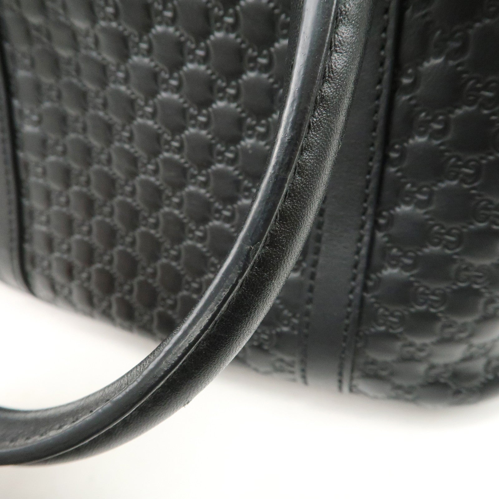 GUCCI Micro Guccissima Leather 2 Way Hand Bag Black 449654 Used