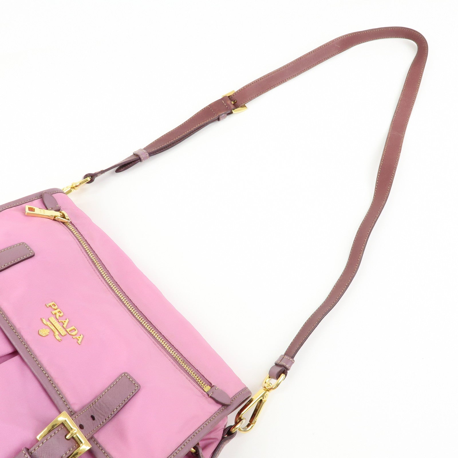 PRADA Nylon Saffiano Leather Shoulder Bag Crossbody Bag Purple
