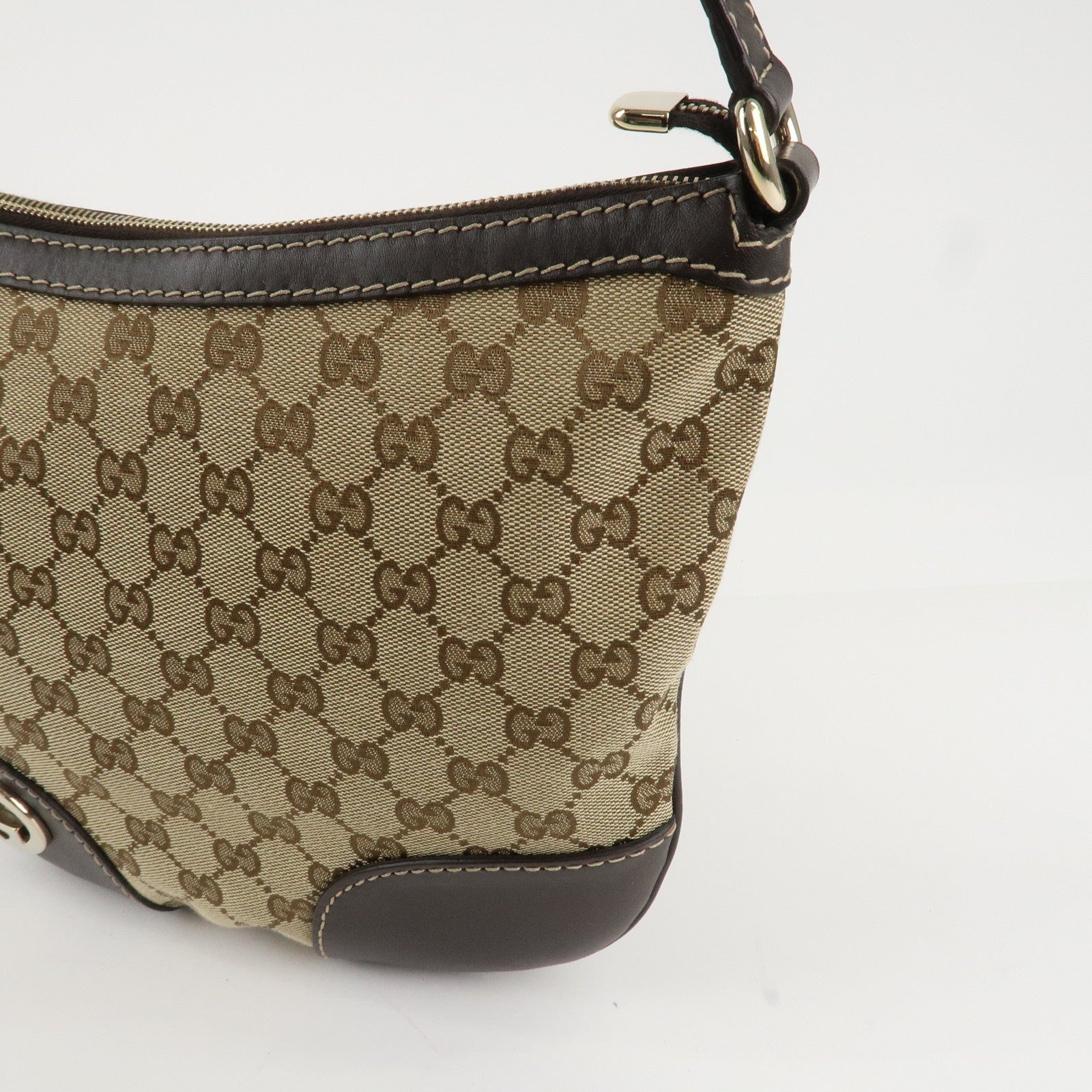 GUCCI Lovely Heart GG Canvas Leather Shoulder Bag Brown 257072 Used