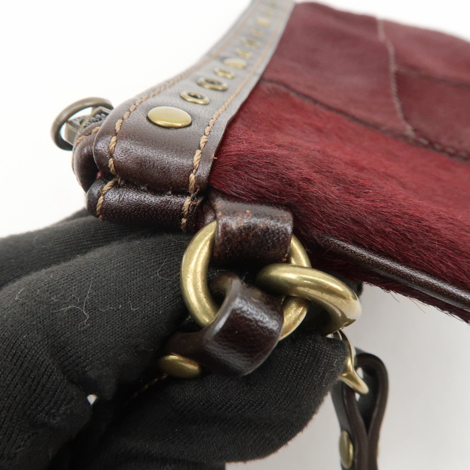 COACH Unborn Calf Leather Pouch Cosmetic Pouch Bordeaux Brown